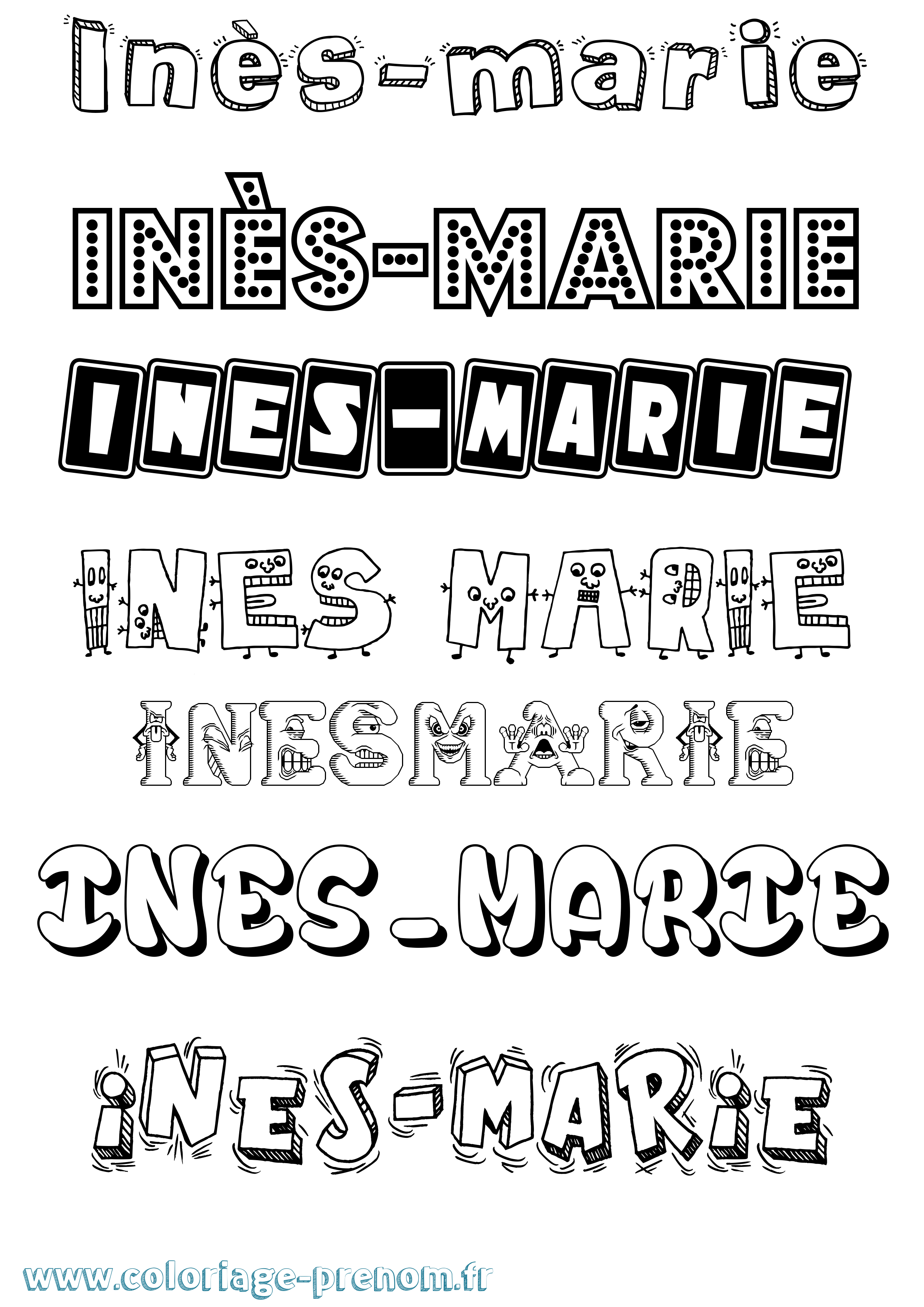 Coloriage Inès-Marie Fun Coloriage prénom Inès-Marie Fun