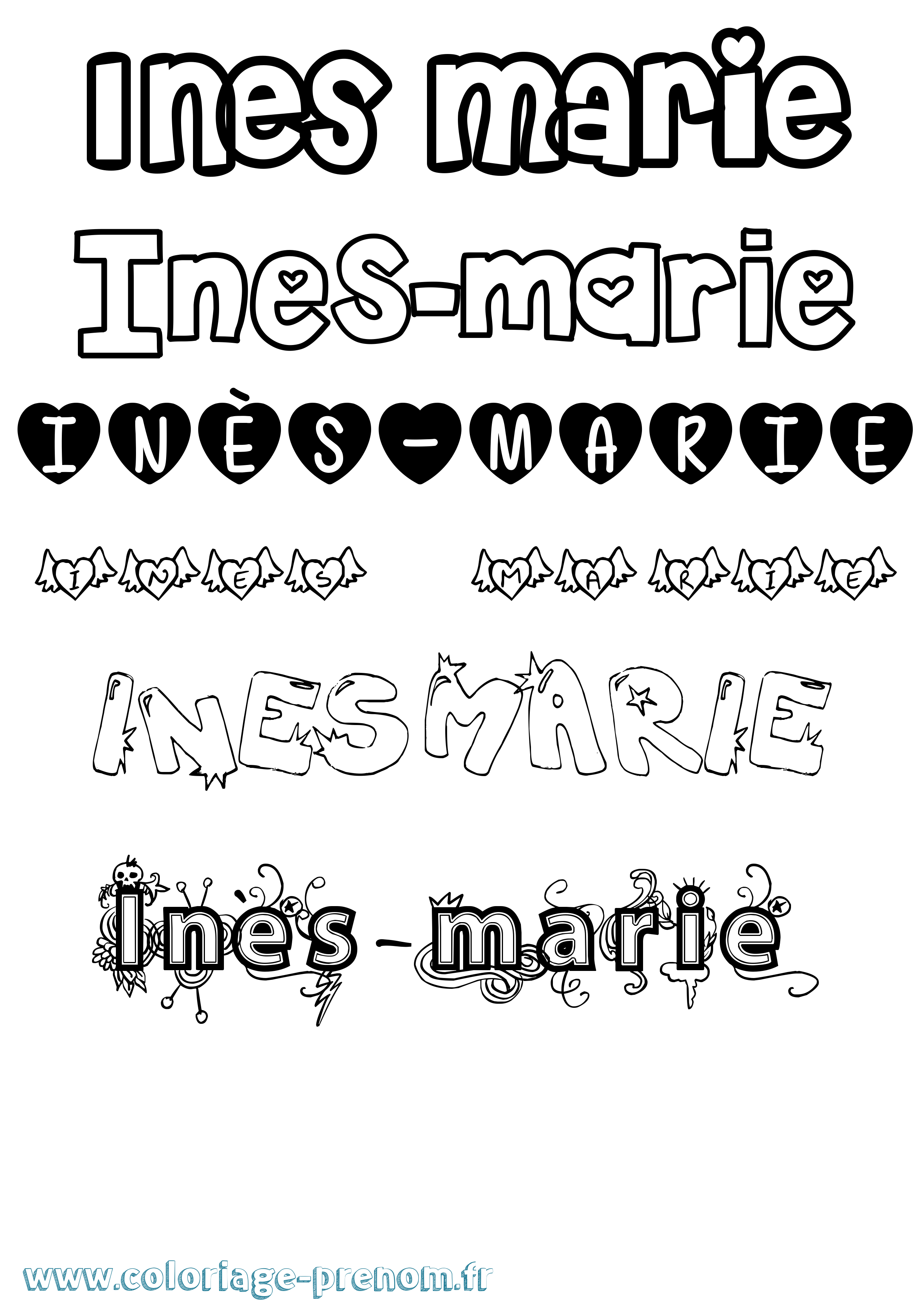 Coloriage Inès-Marie Girly Coloriage prénom Inès-Marie Girly