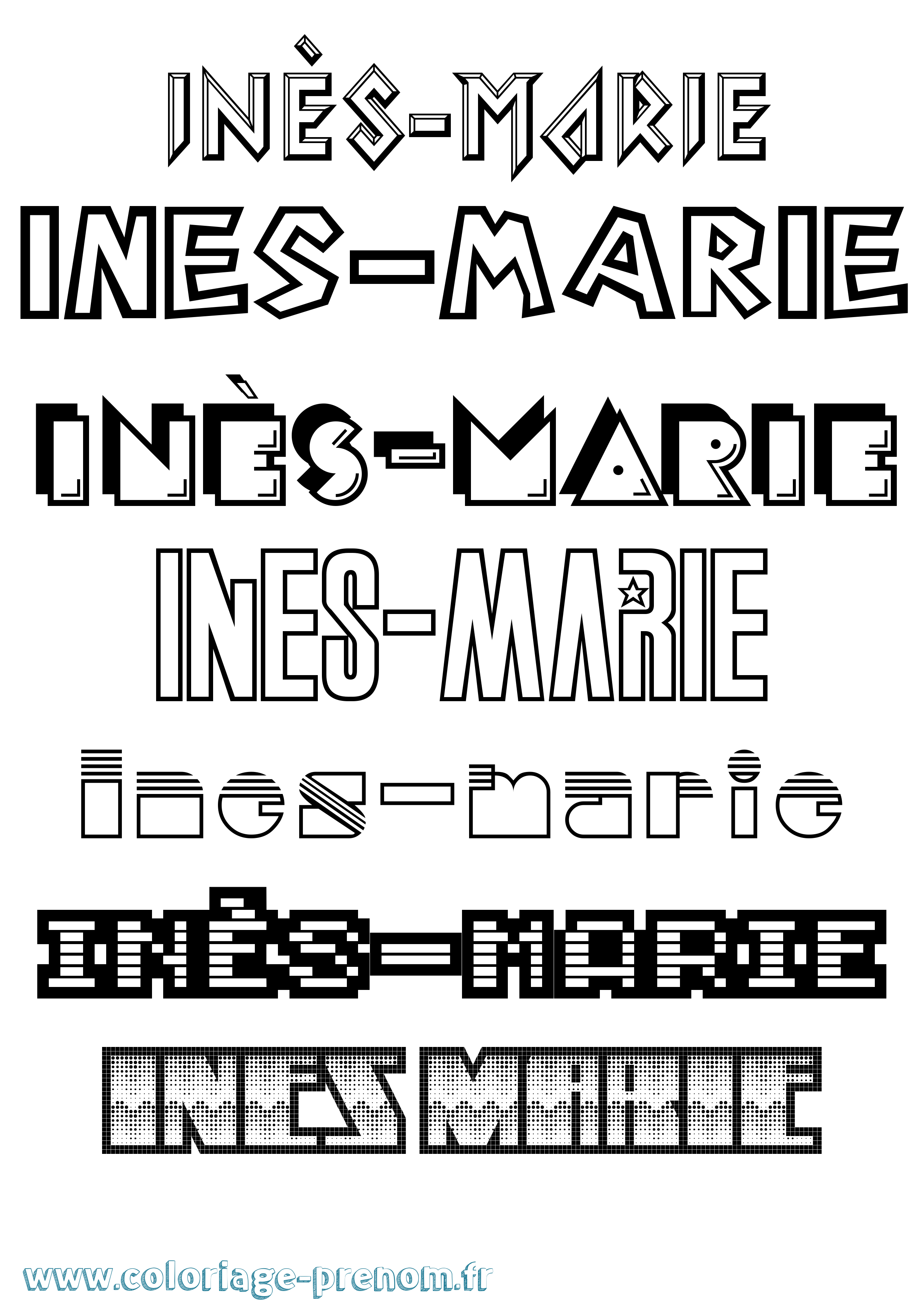 Coloriage Inès-Marie Jeux Vidéos Coloriage prénom Inès-Marie Jeux Vidéos