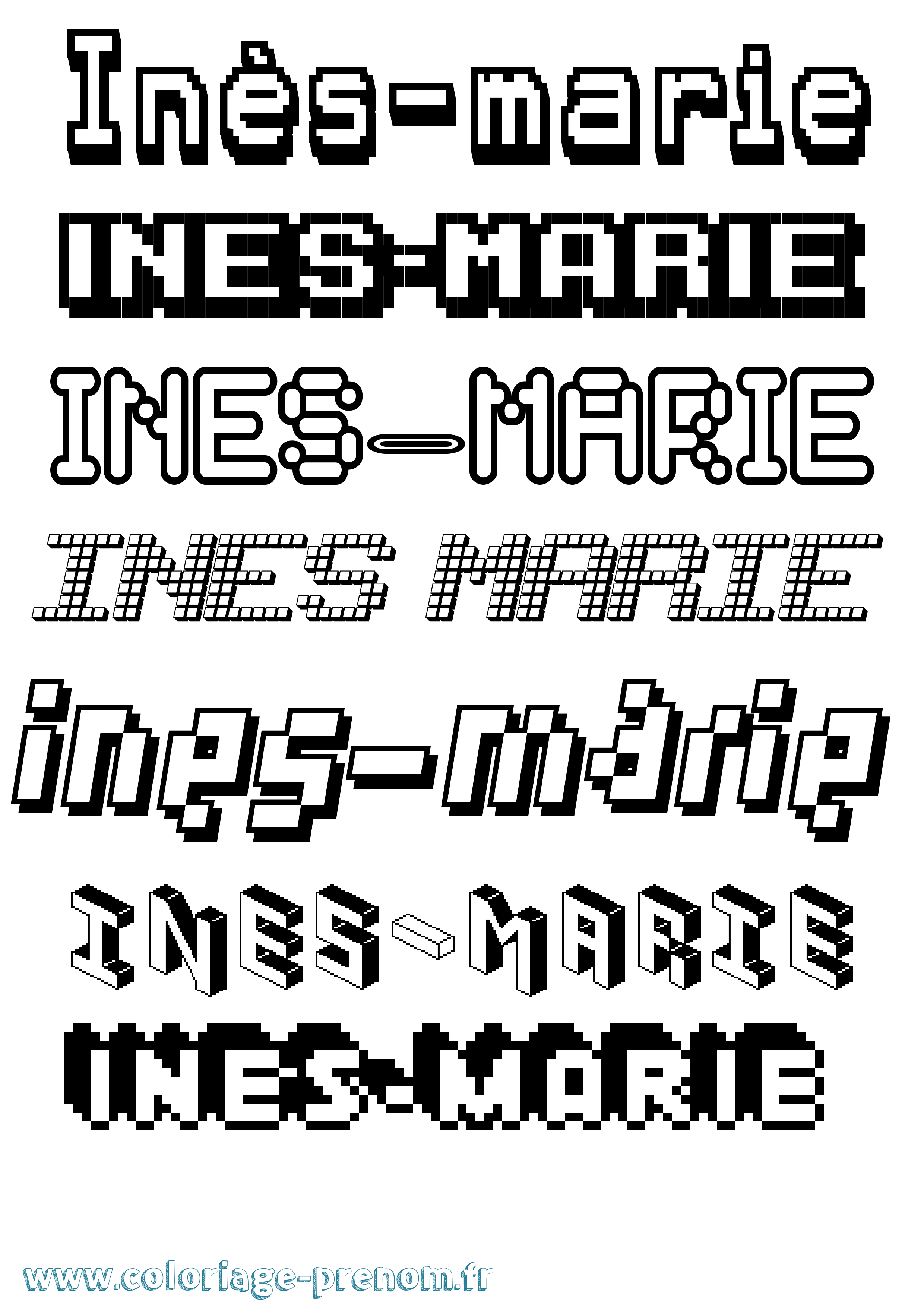 Coloriage Inès-Marie Pixel Coloriage prénom Inès-Marie Pixel
