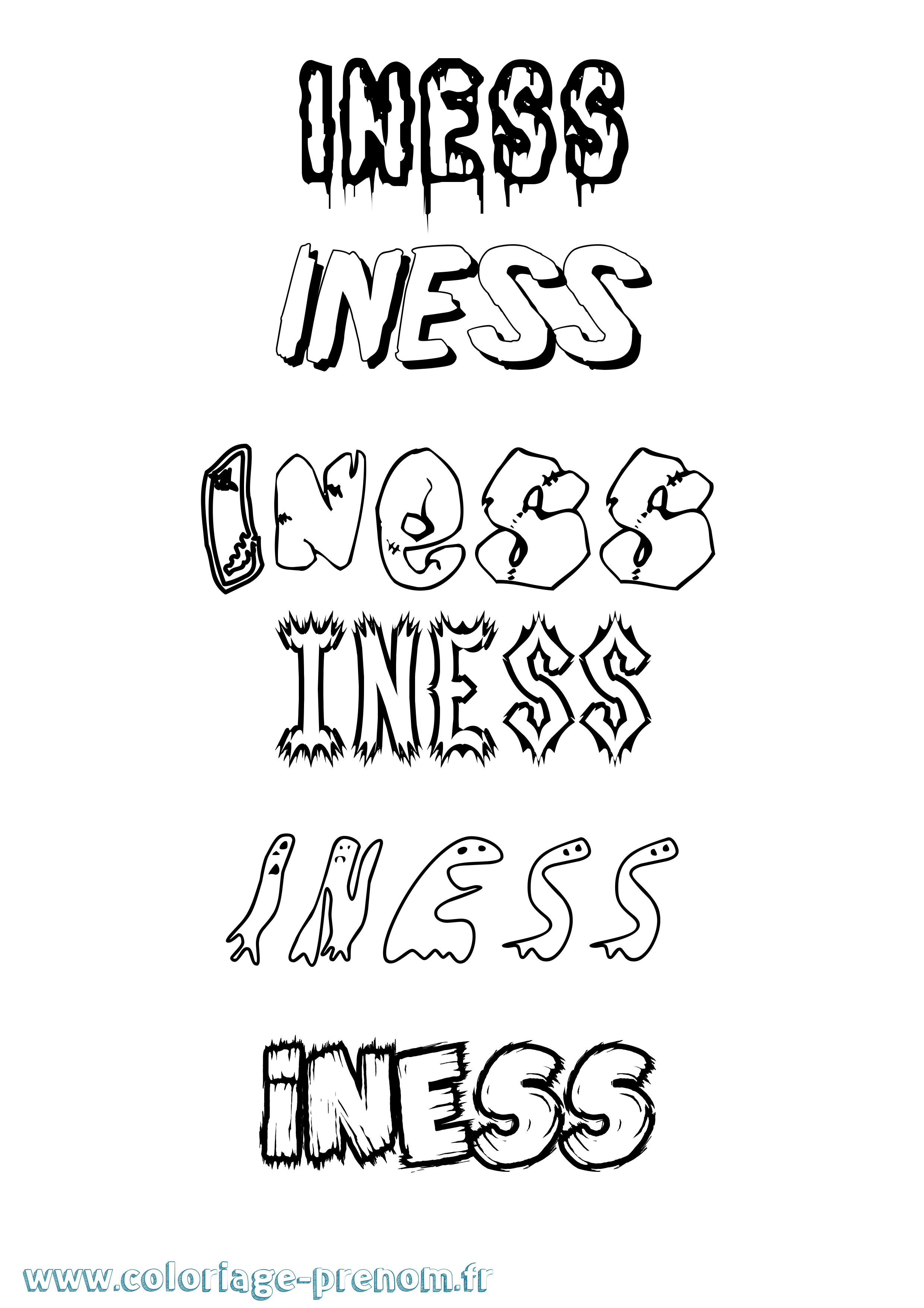 Coloriage Iness Frisson Coloriage prénom Iness Frisson