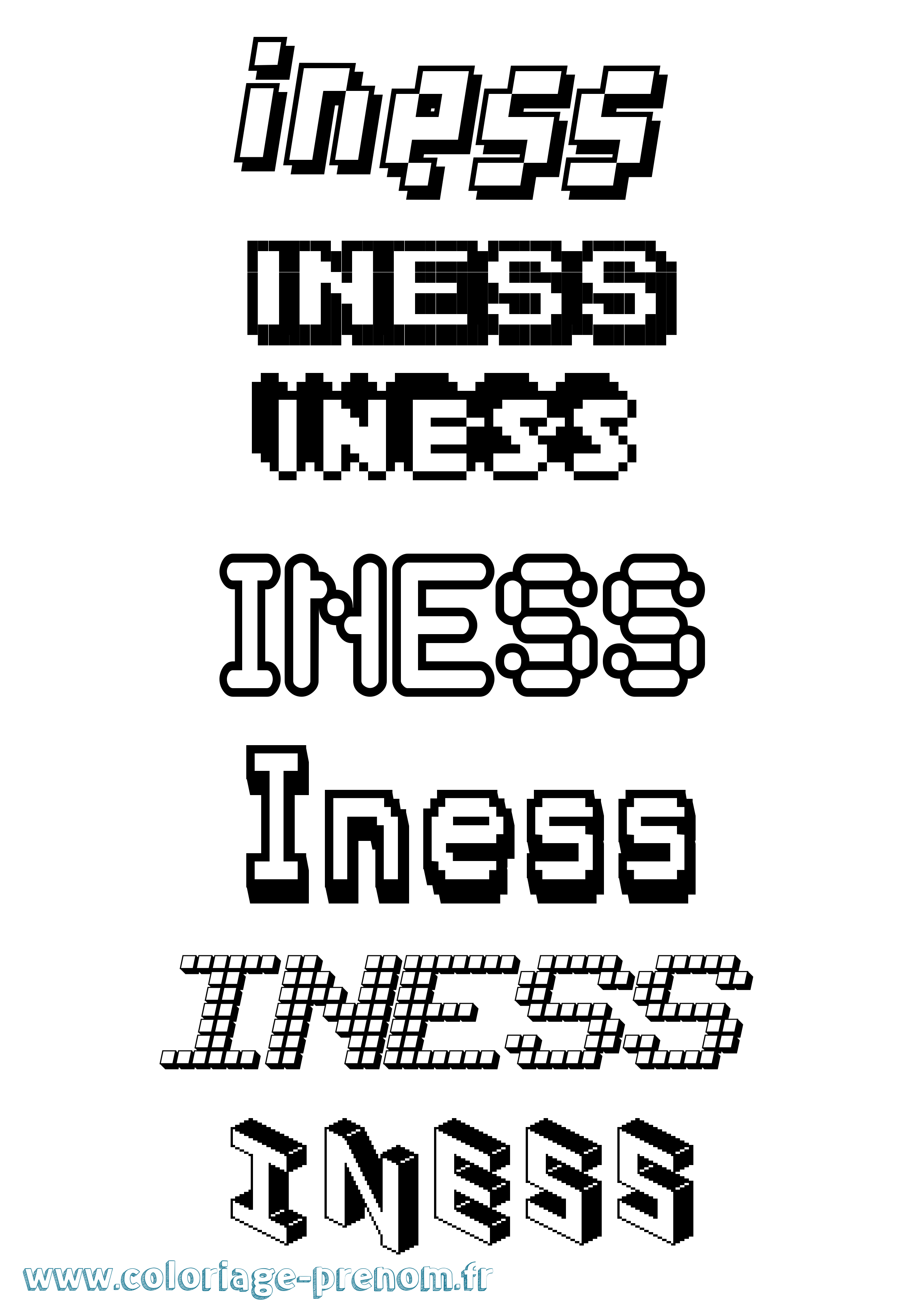 Coloriage Iness Pixel Coloriage prénom Iness Pixel