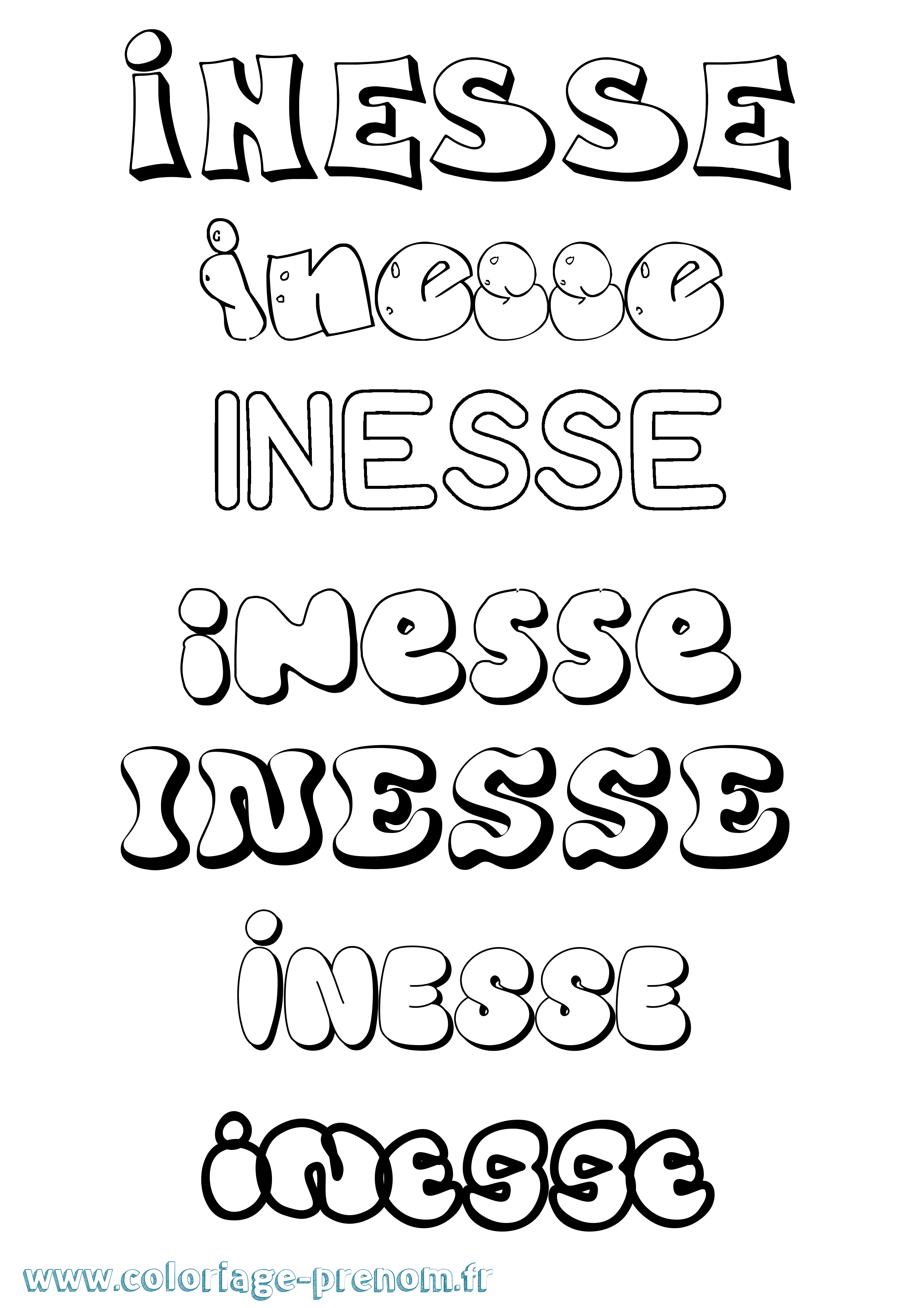 Coloriage Inesse Bubble Coloriage prénom Inesse Bubble