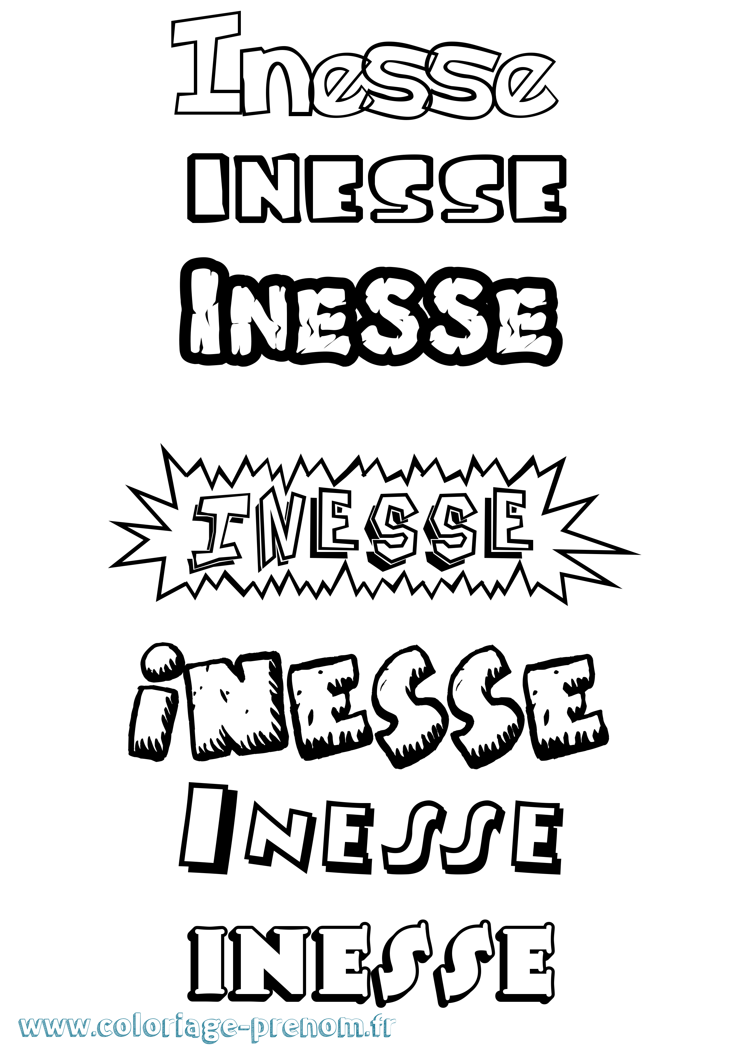Coloriage Inesse Dessin Animé Coloriage prénom Inesse Dessin Animé
