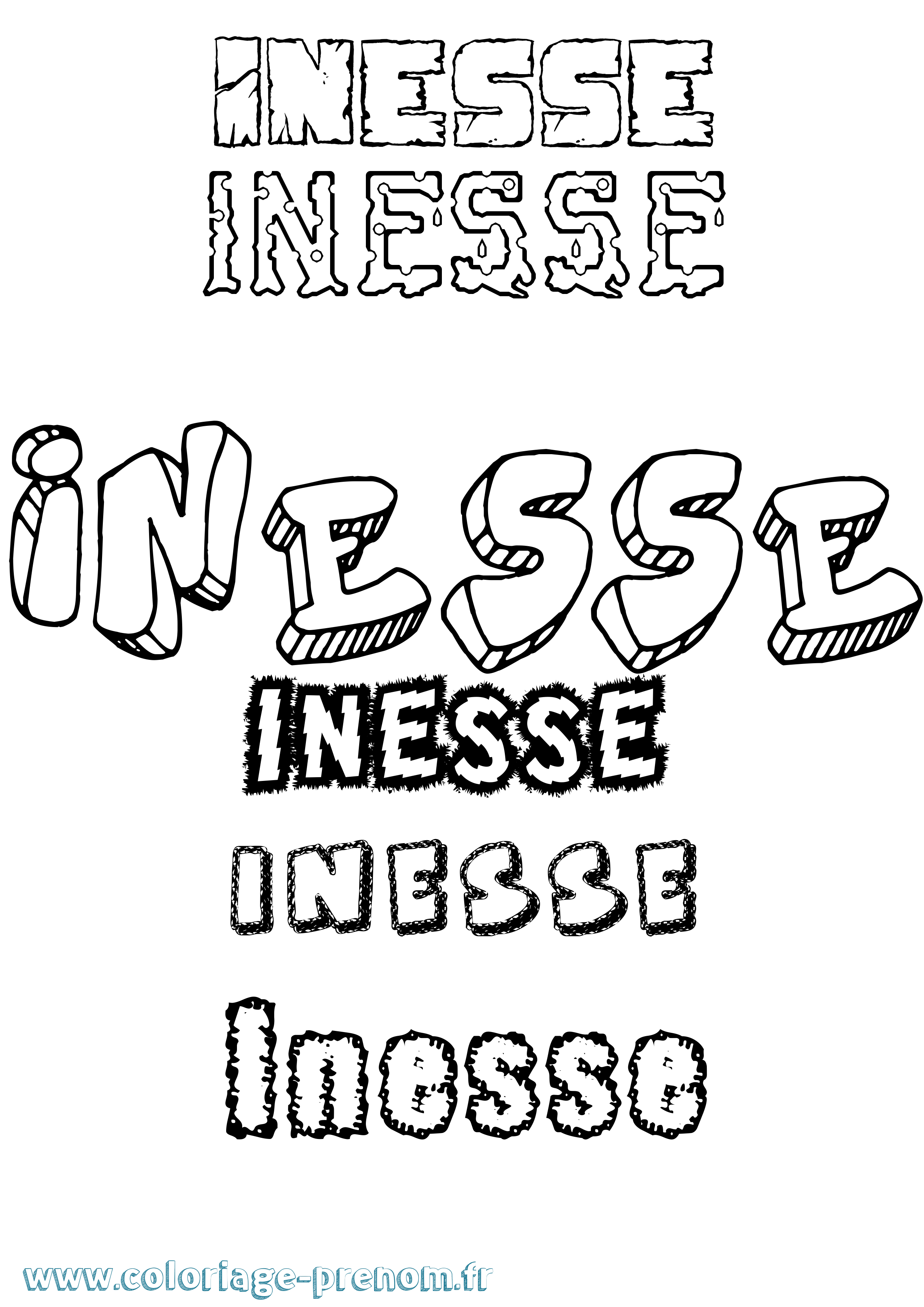 Coloriage Inesse Destructuré Coloriage prénom Inesse Destructuré