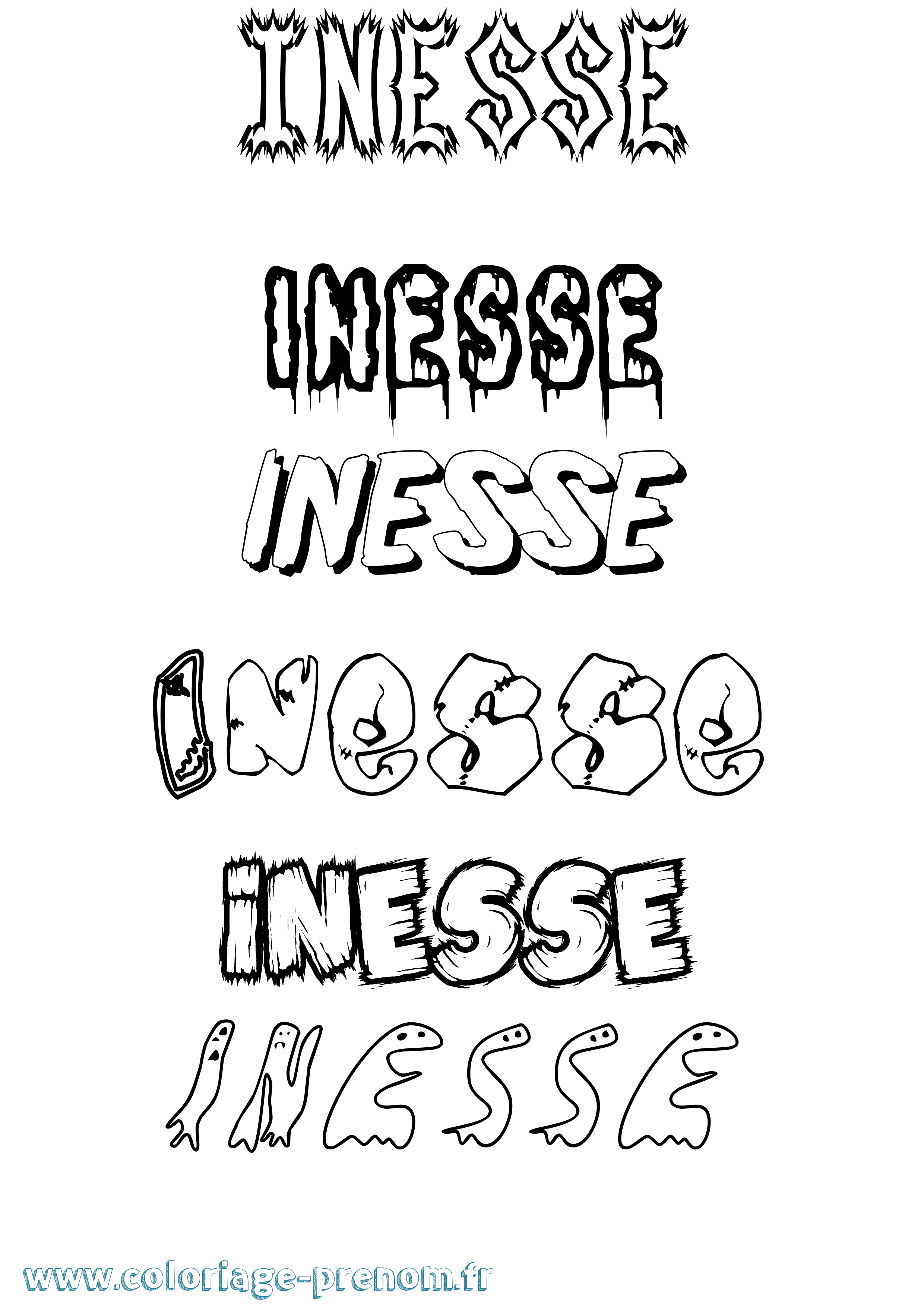 Coloriage Inesse Frisson Coloriage prénom Inesse Frisson