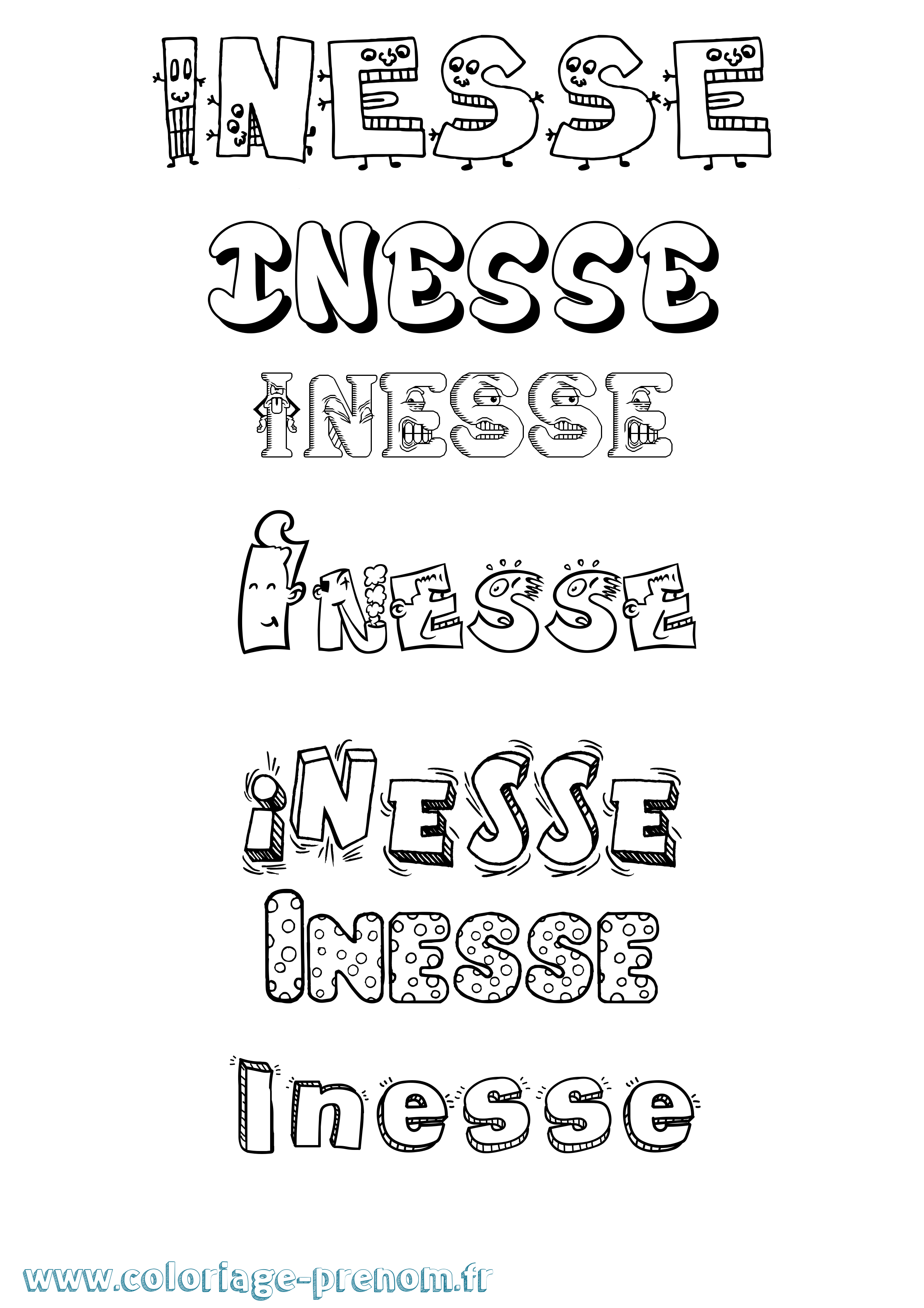 Coloriage Inesse Fun Coloriage prénom Inesse Fun