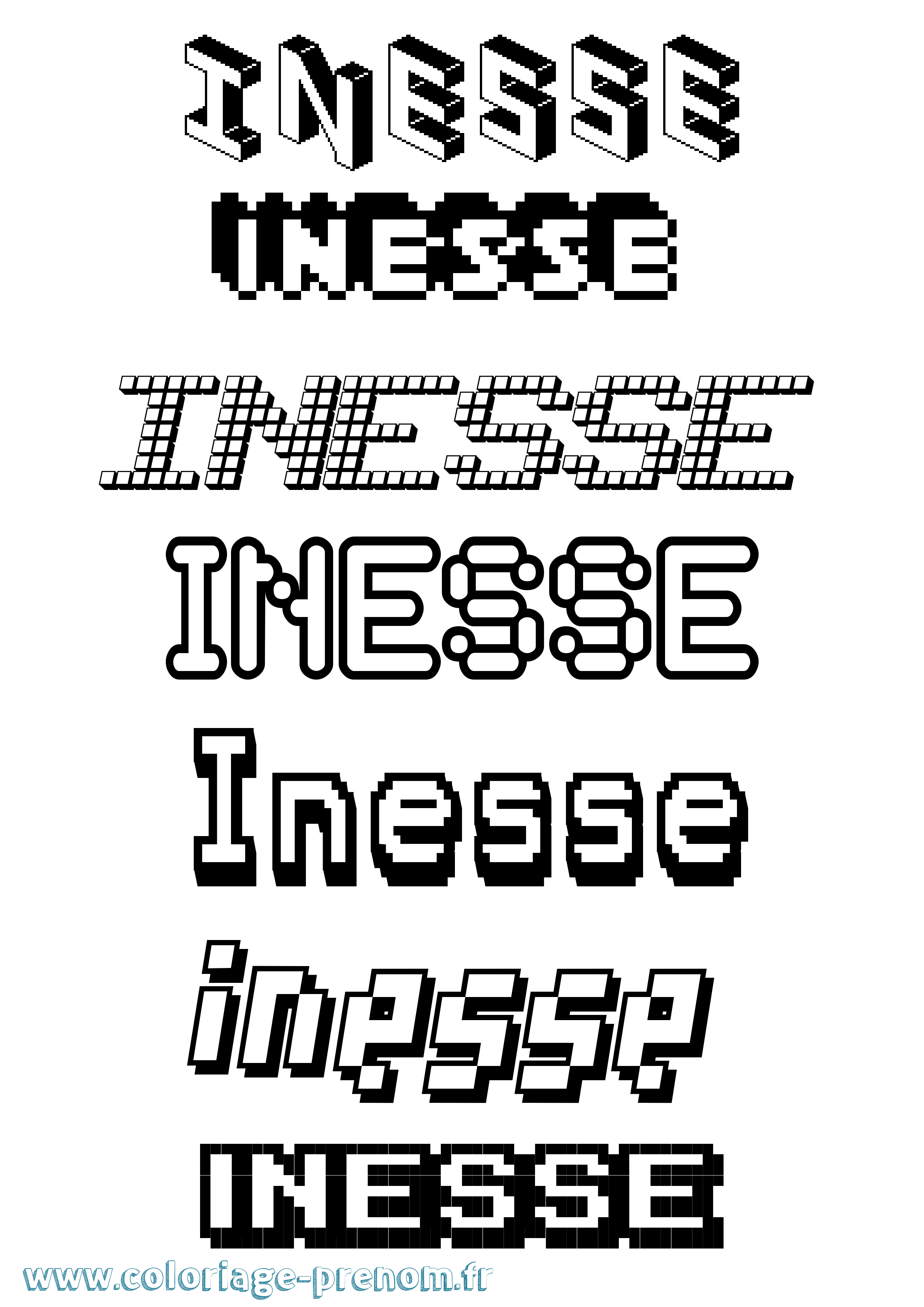 Coloriage Inesse Pixel Coloriage prénom Inesse Pixel