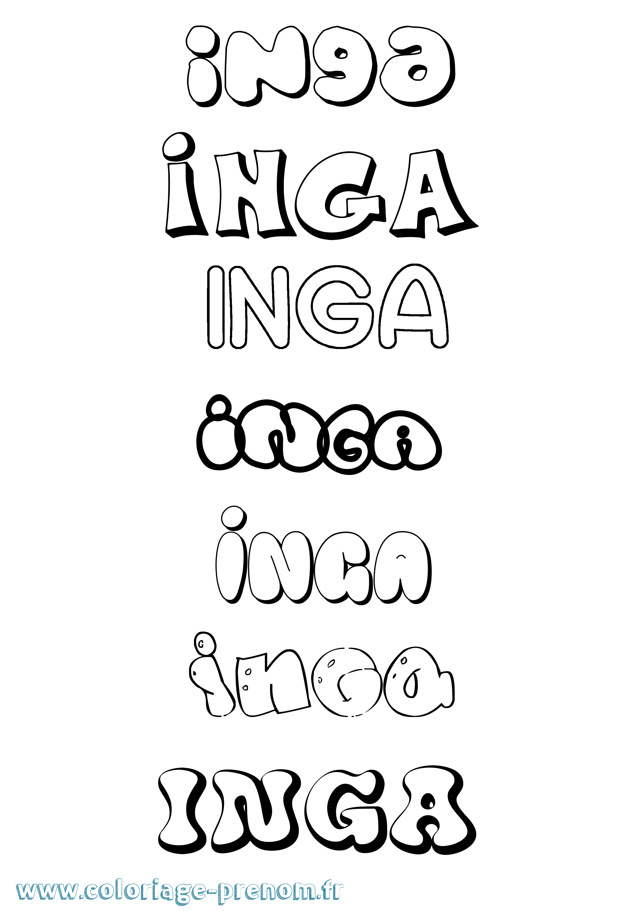 Coloriage Inga Bubble Coloriage prénom Inga Bubble