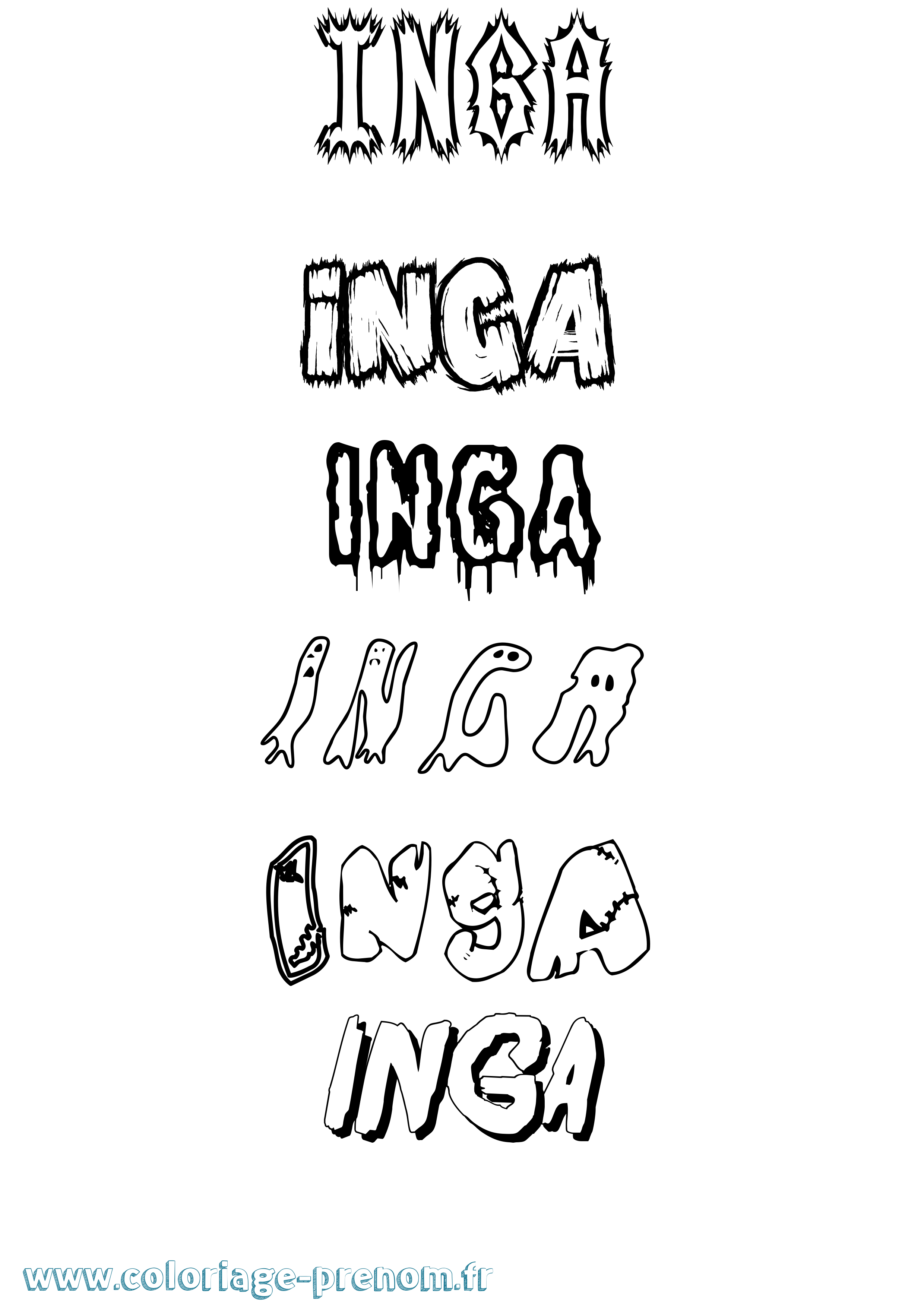 Coloriage Inga Frisson Coloriage prénom Inga Frisson