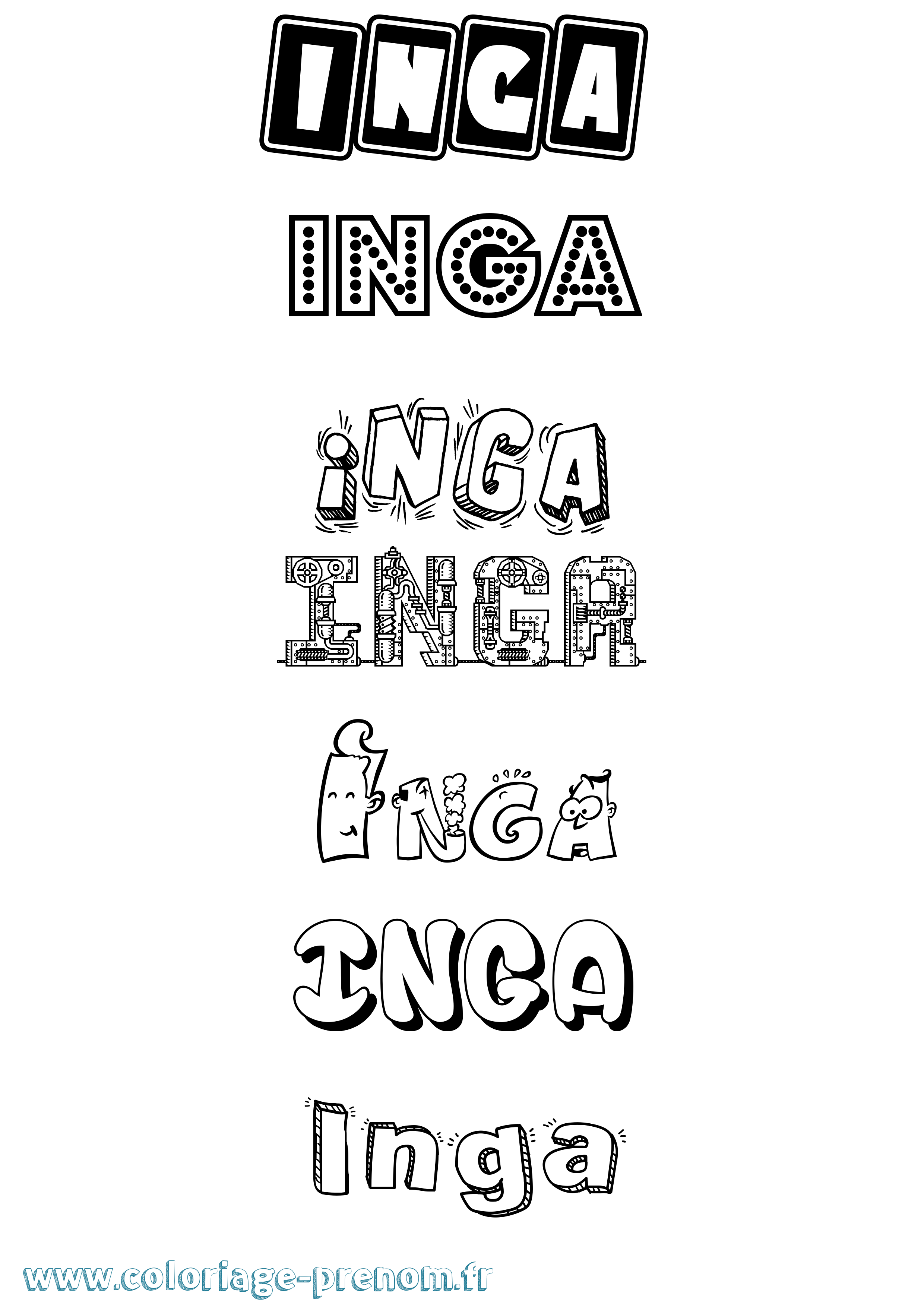 Coloriage Inga Fun Coloriage prénom Inga Fun