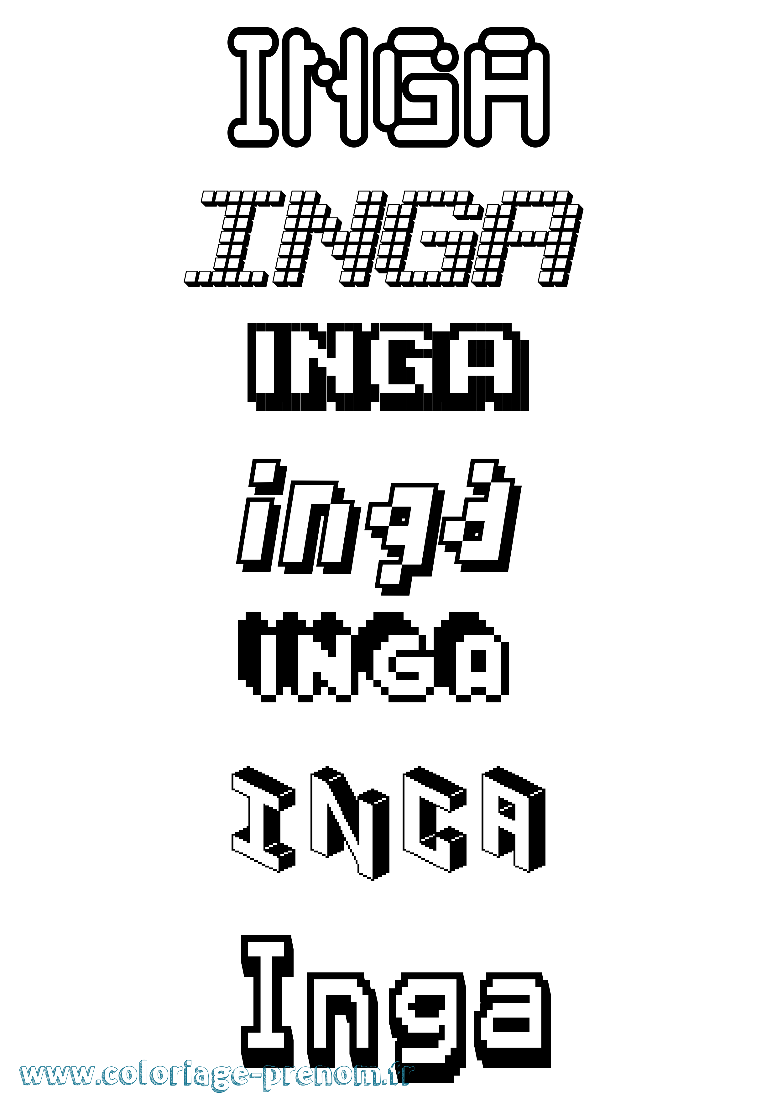 Coloriage Inga Pixel Coloriage prénom Inga Pixel