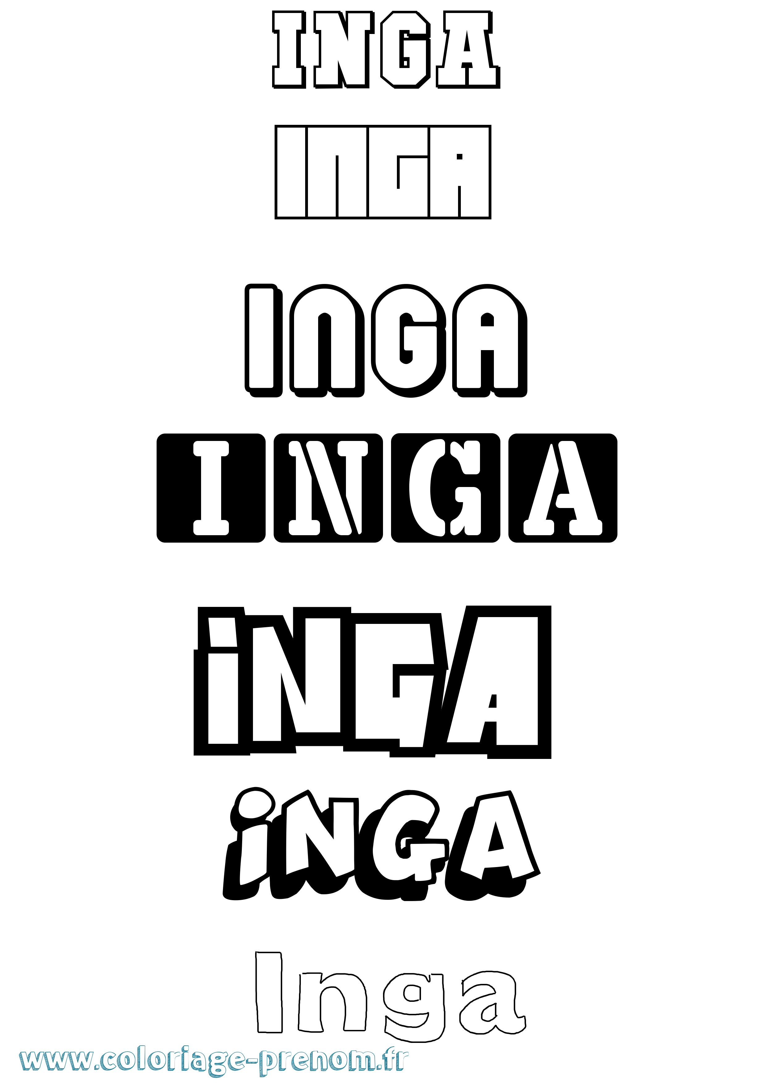 Coloriage Inga Simple Coloriage prénom Inga Simple