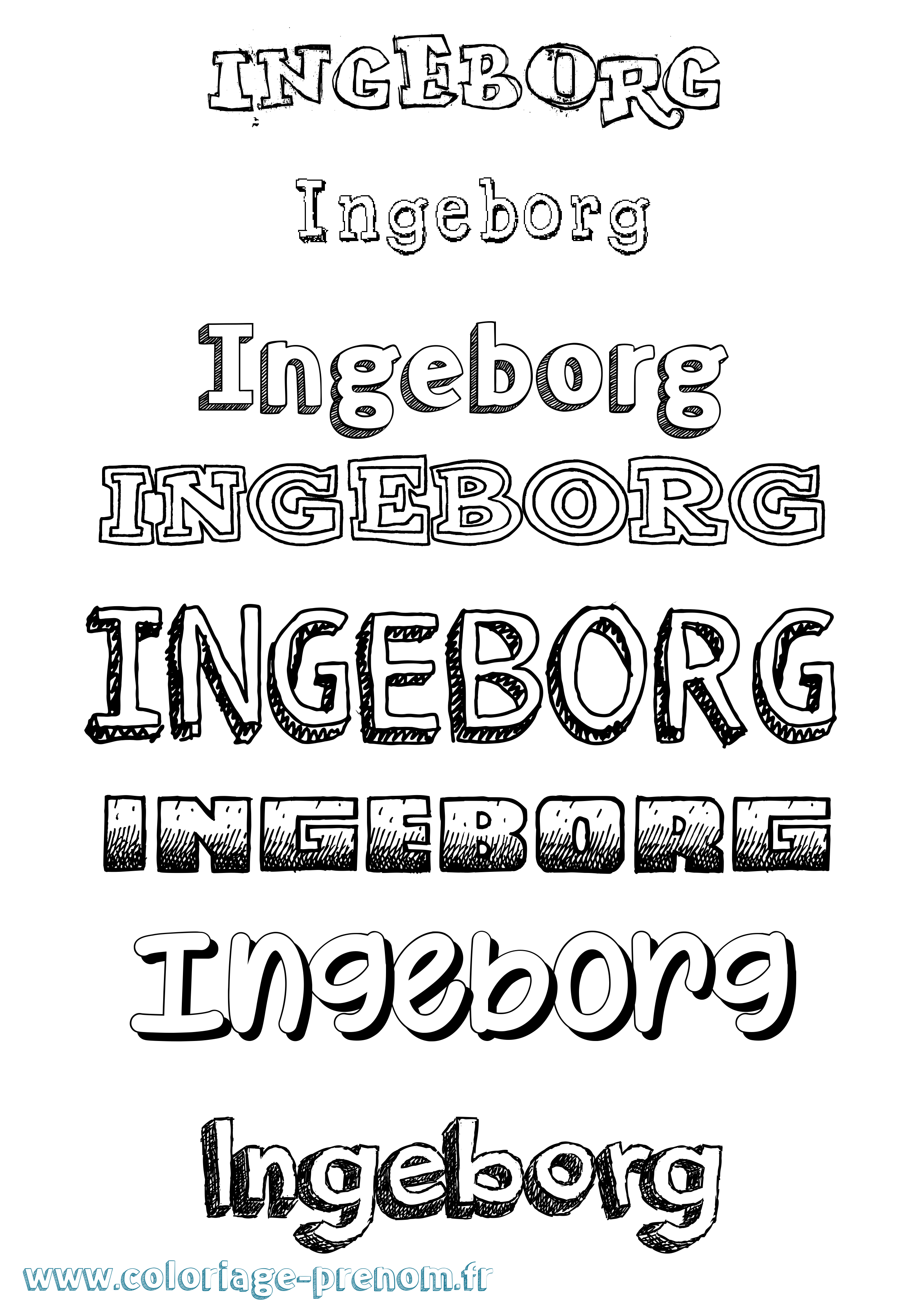 Coloriage Ingeborg Dessiné Coloriage prénom Ingeborg Dessiné
