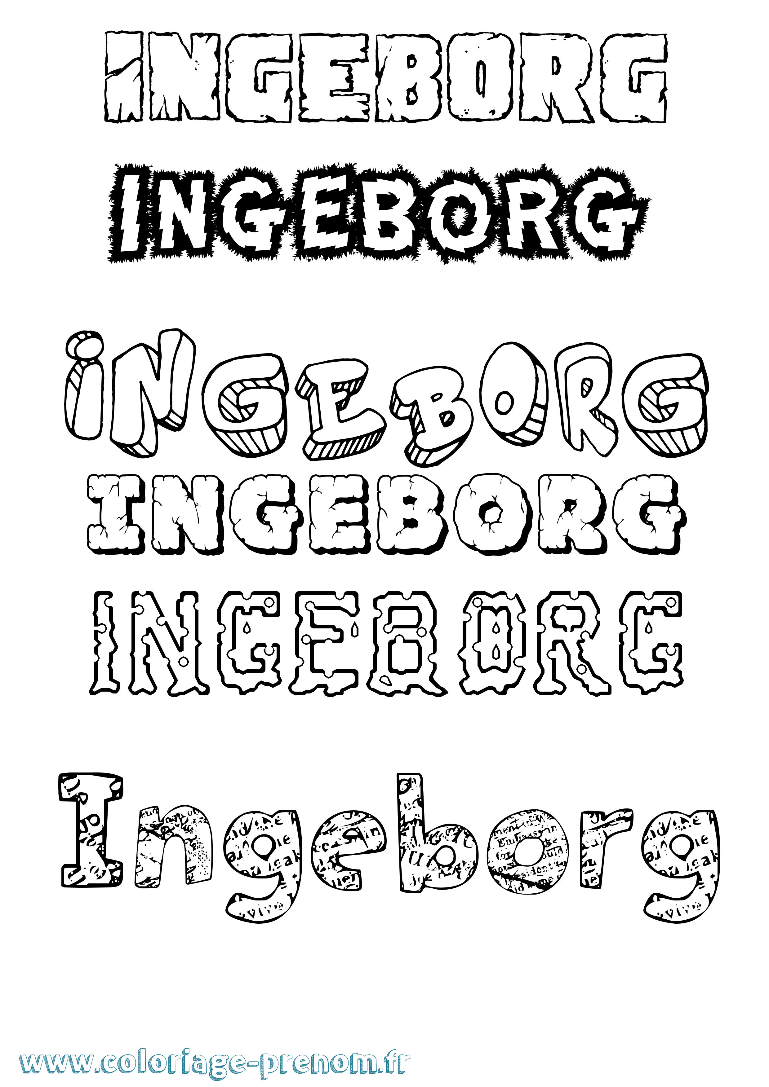 Coloriage Ingeborg Destructuré Coloriage prénom Ingeborg Destructuré