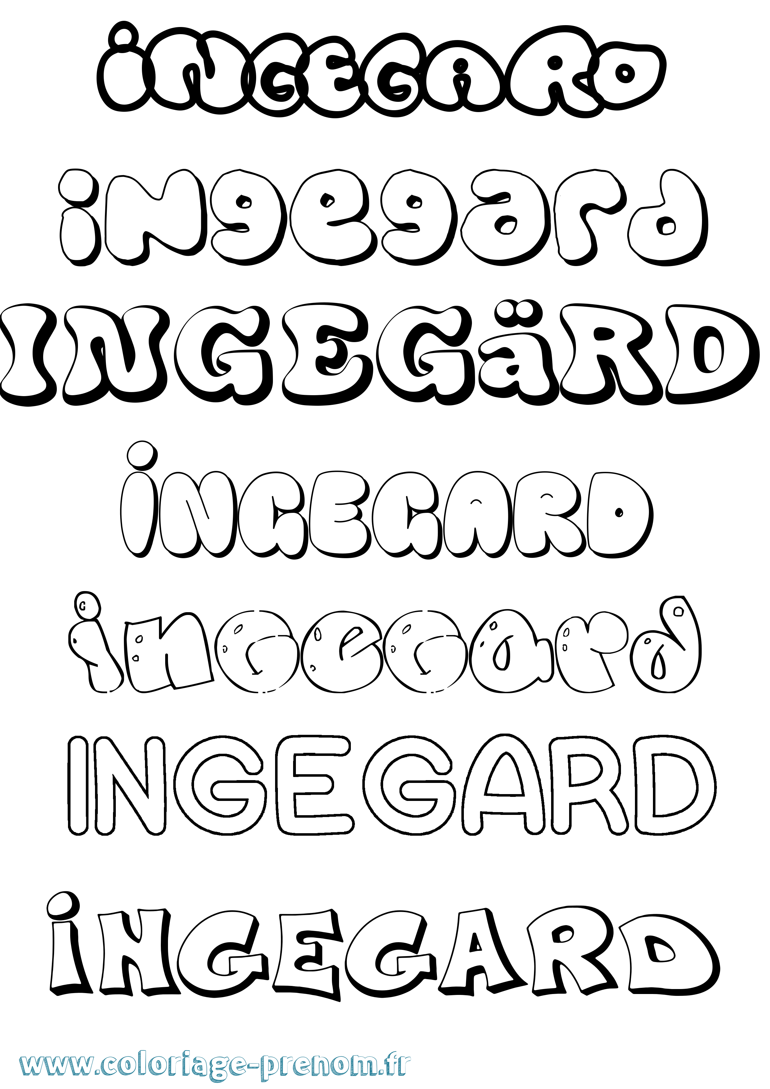 Coloriage Ingegärd Bubble Coloriage prénom Ingegärd Bubble