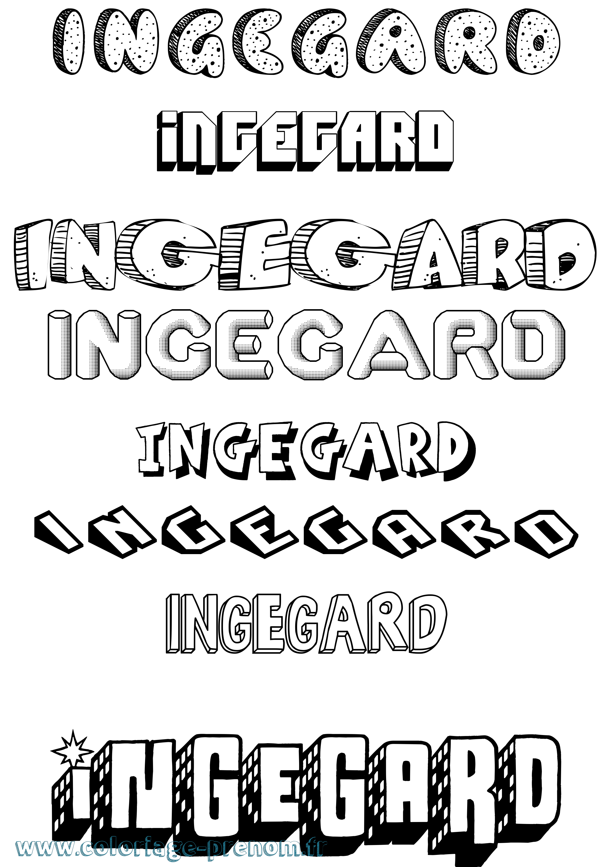 Coloriage Ingegärd Effet 3D Coloriage prénom Ingegärd Effet 3D