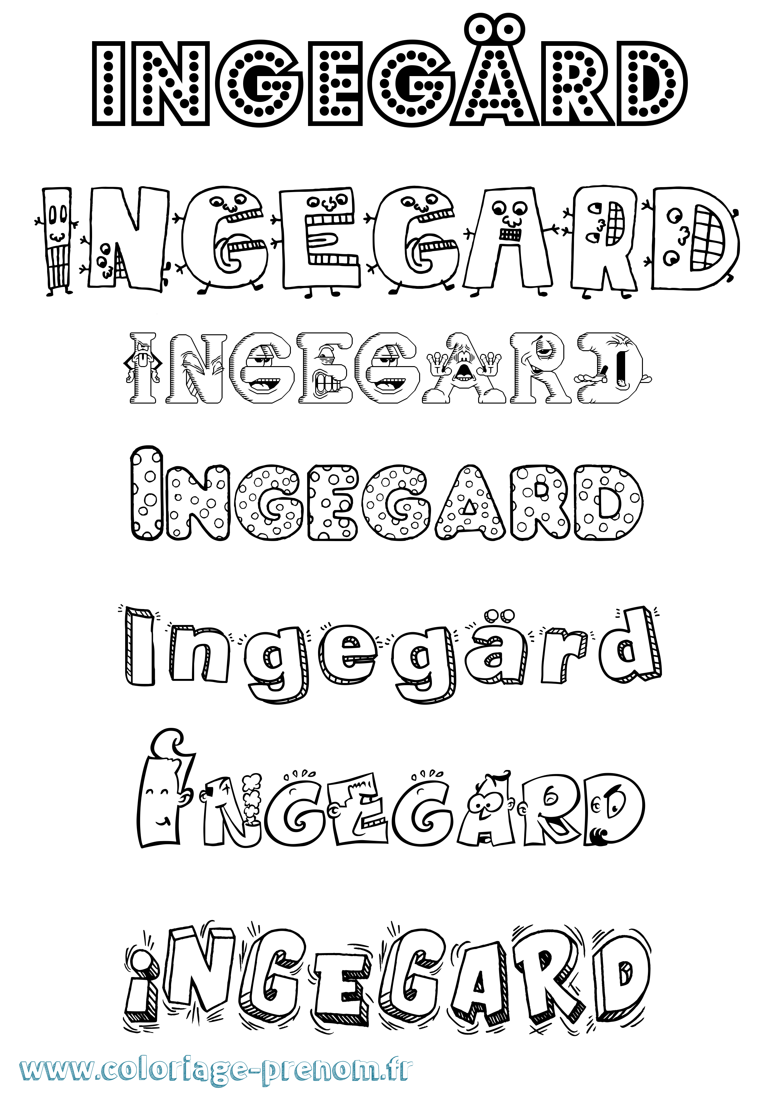 Coloriage Ingegärd Fun Coloriage prénom Ingegärd Fun