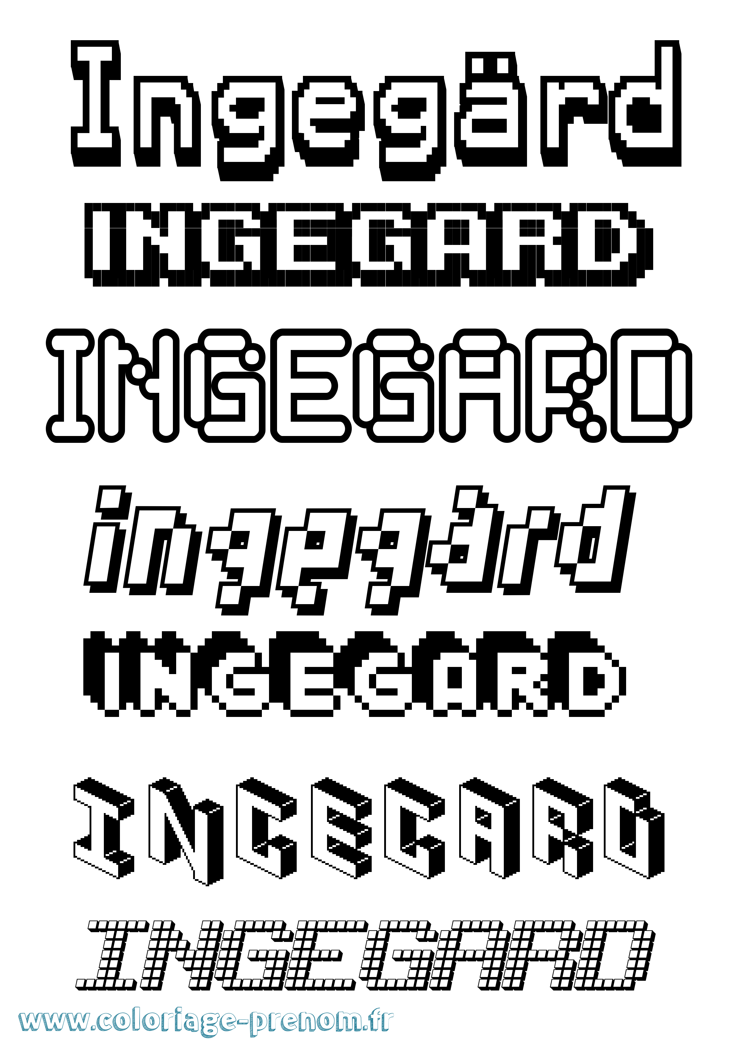 Coloriage Ingegärd Pixel Coloriage prénom Ingegärd Pixel