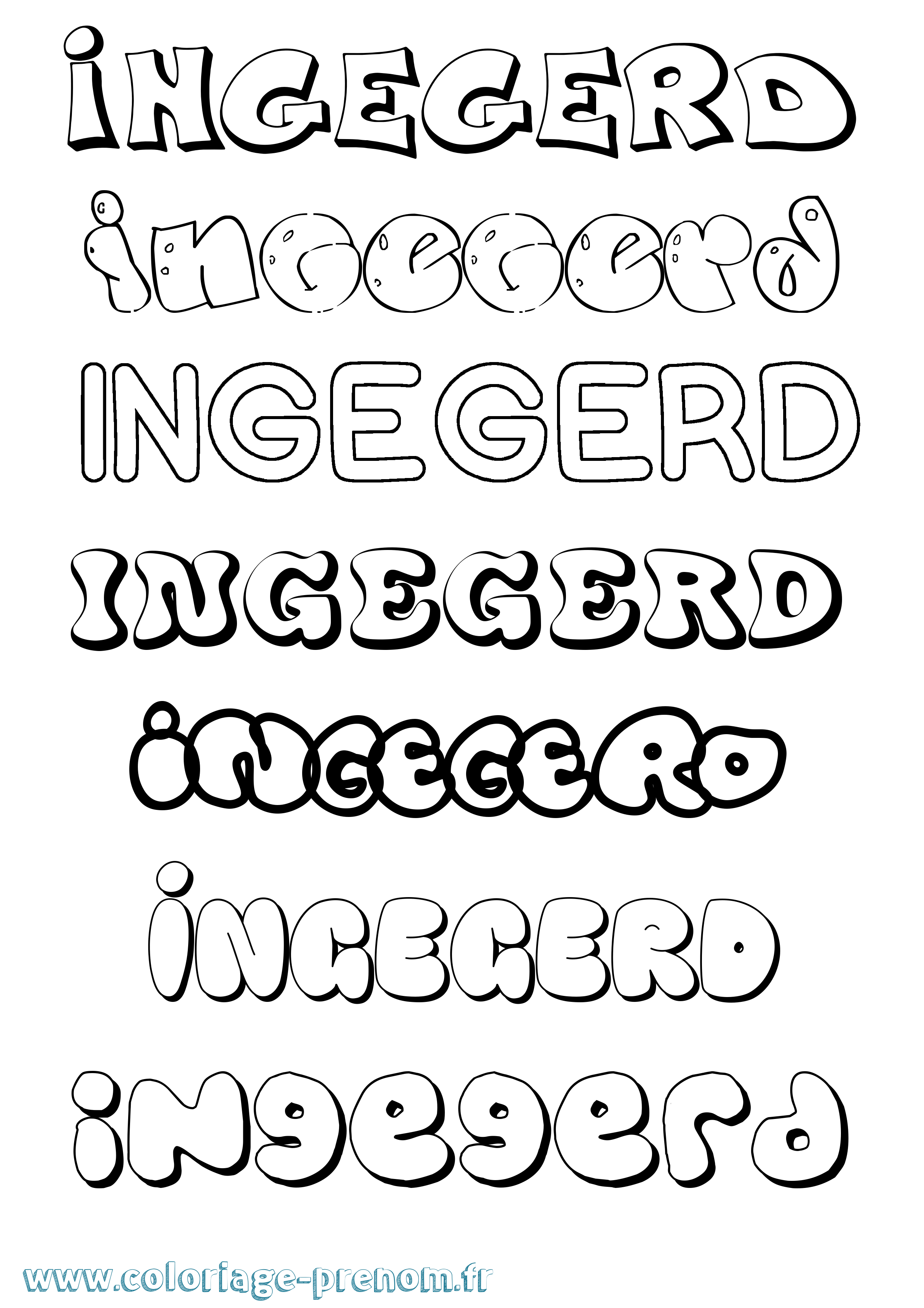Coloriage Ingegerd Bubble Coloriage prénom Ingegerd Bubble