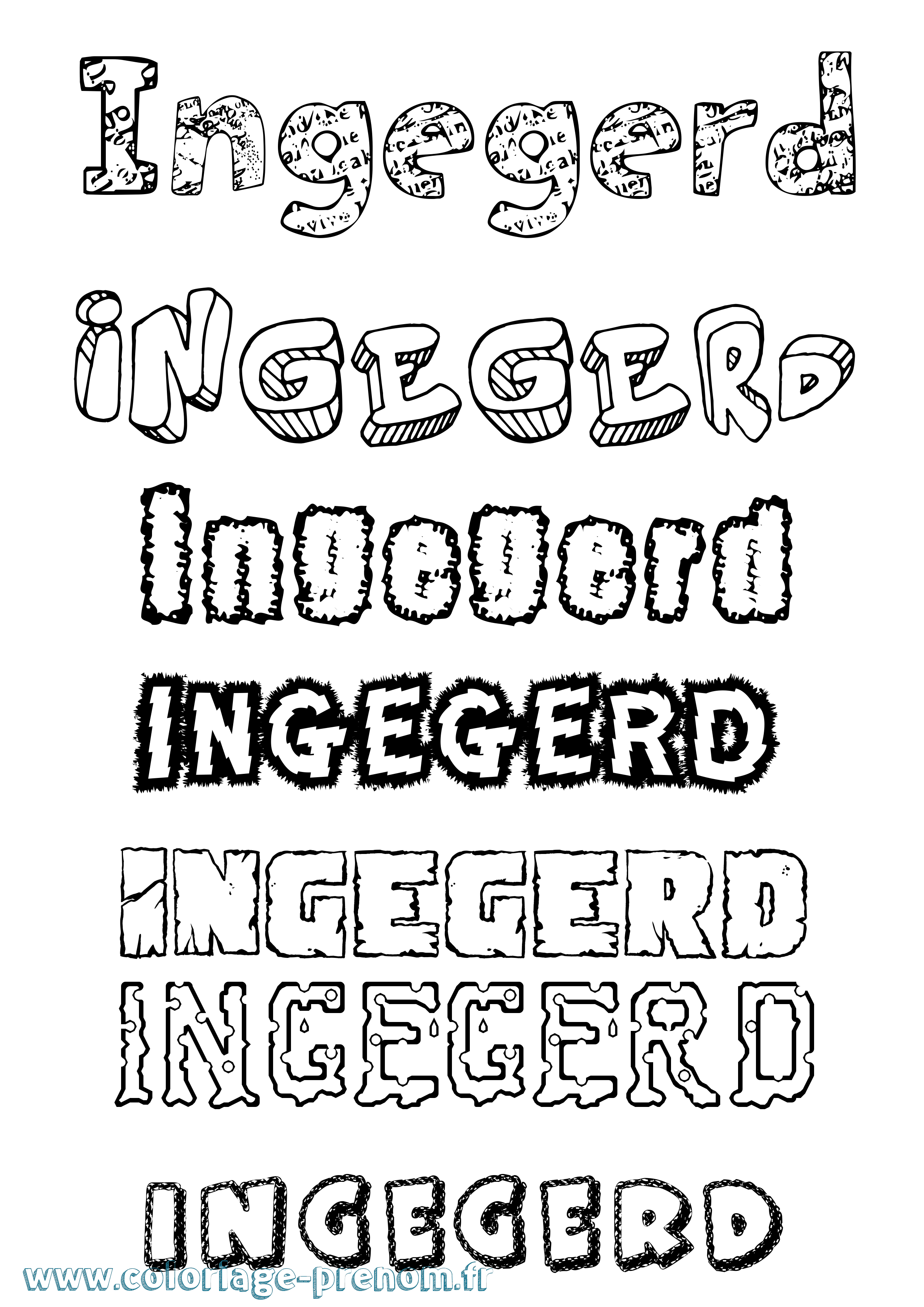 Coloriage Ingegerd Destructuré Coloriage prénom Ingegerd Destructuré
