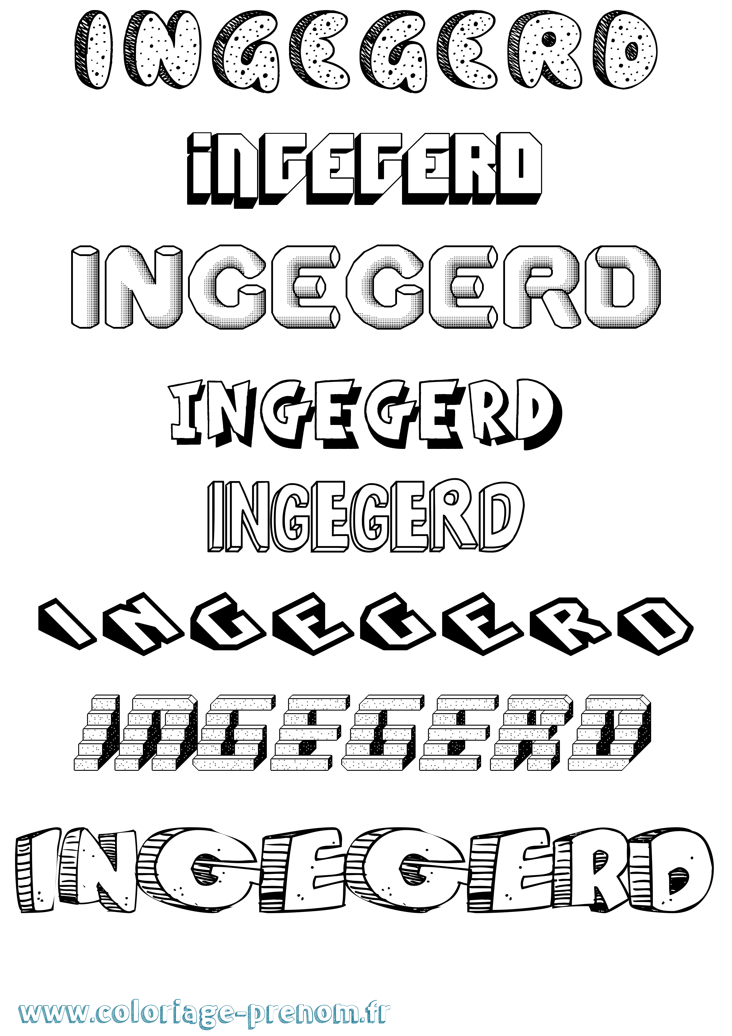 Coloriage Ingegerd Effet 3D Coloriage prénom Ingegerd Effet 3D