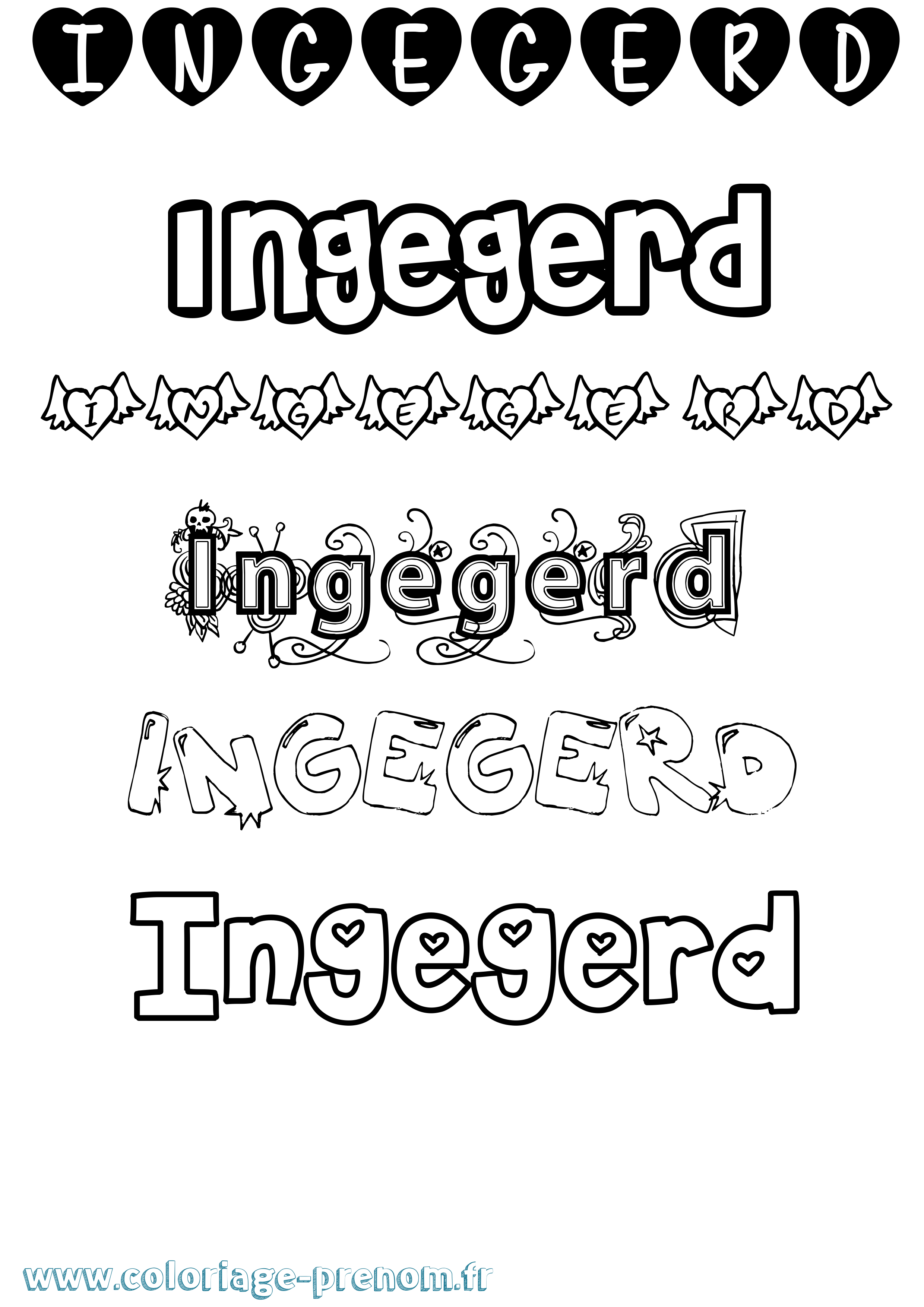 Coloriage Ingegerd Girly Coloriage prénom Ingegerd Girly