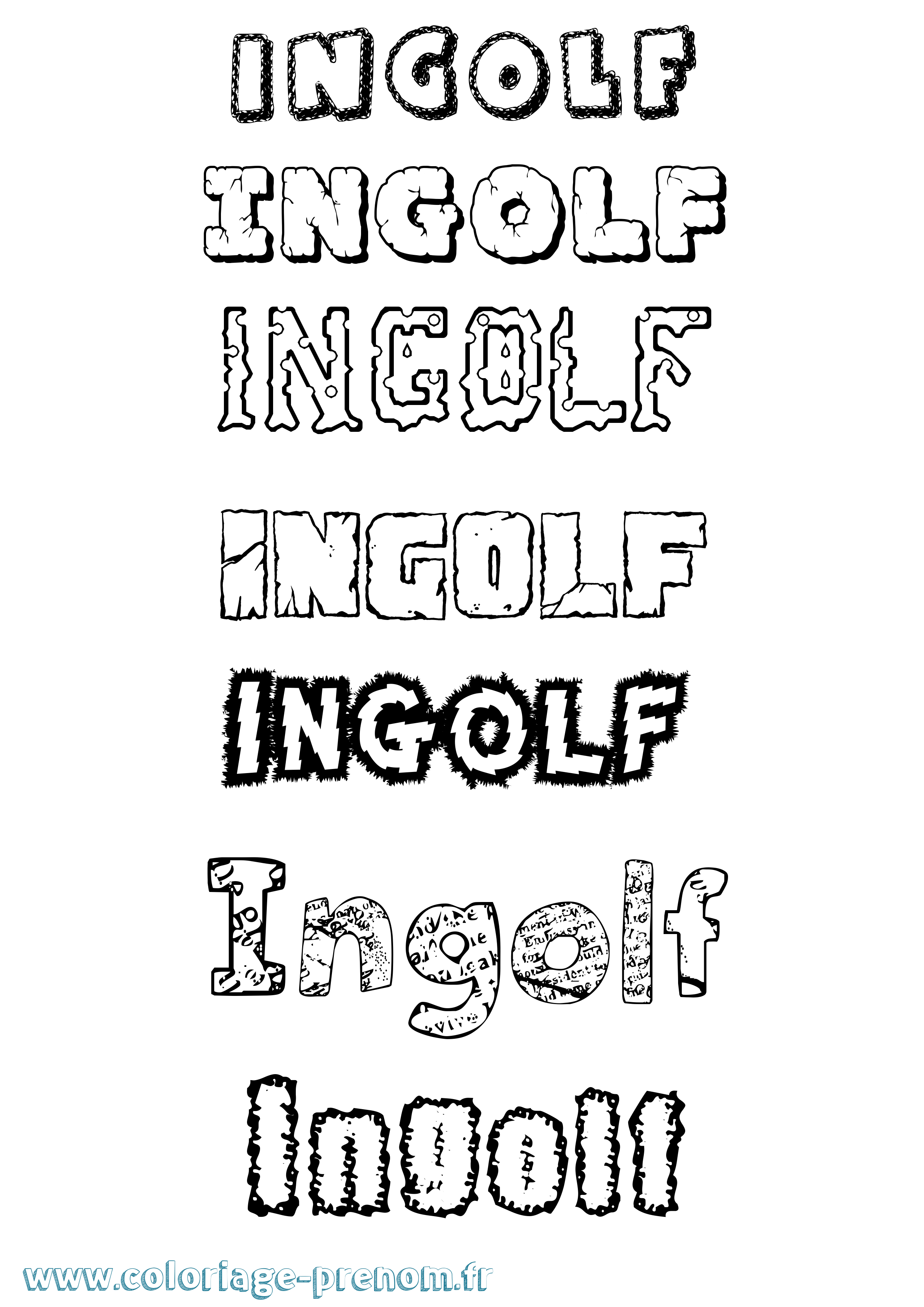 Coloriage Ingolf Destructuré Coloriage prénom Ingolf Destructuré