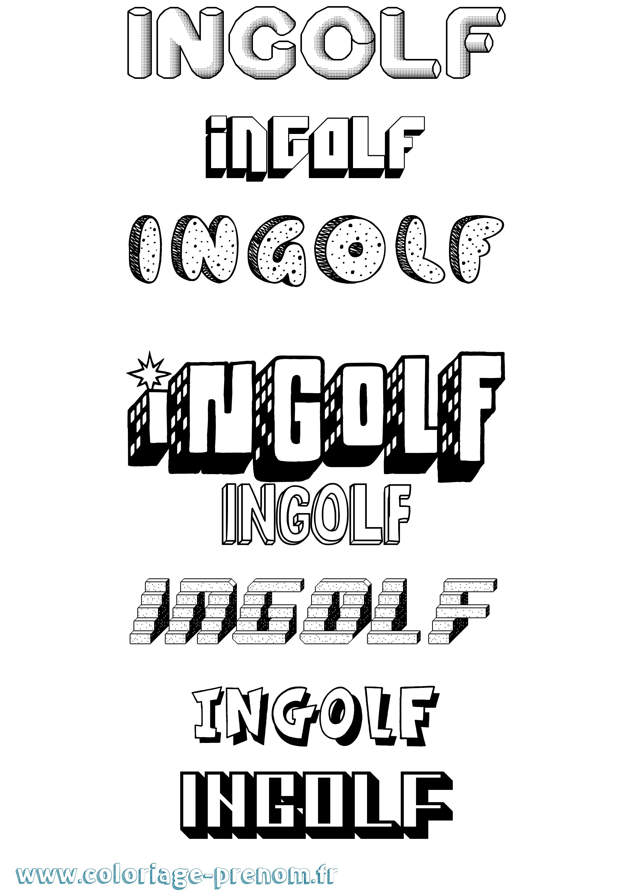 Coloriage Ingolf Effet 3D Coloriage prénom Ingolf Effet 3D