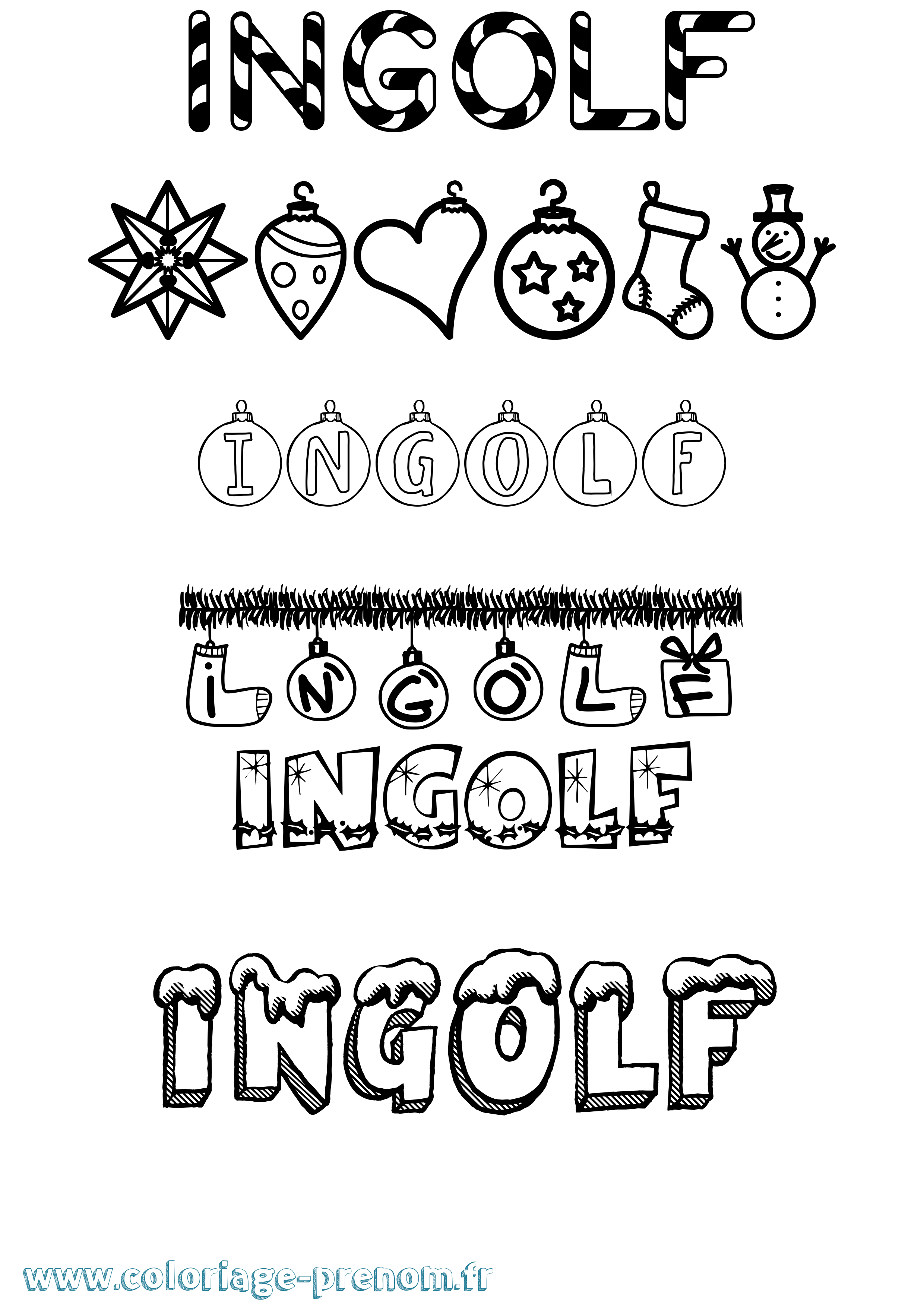 Coloriage Ingolf Noël Coloriage prénom Ingolf Noël