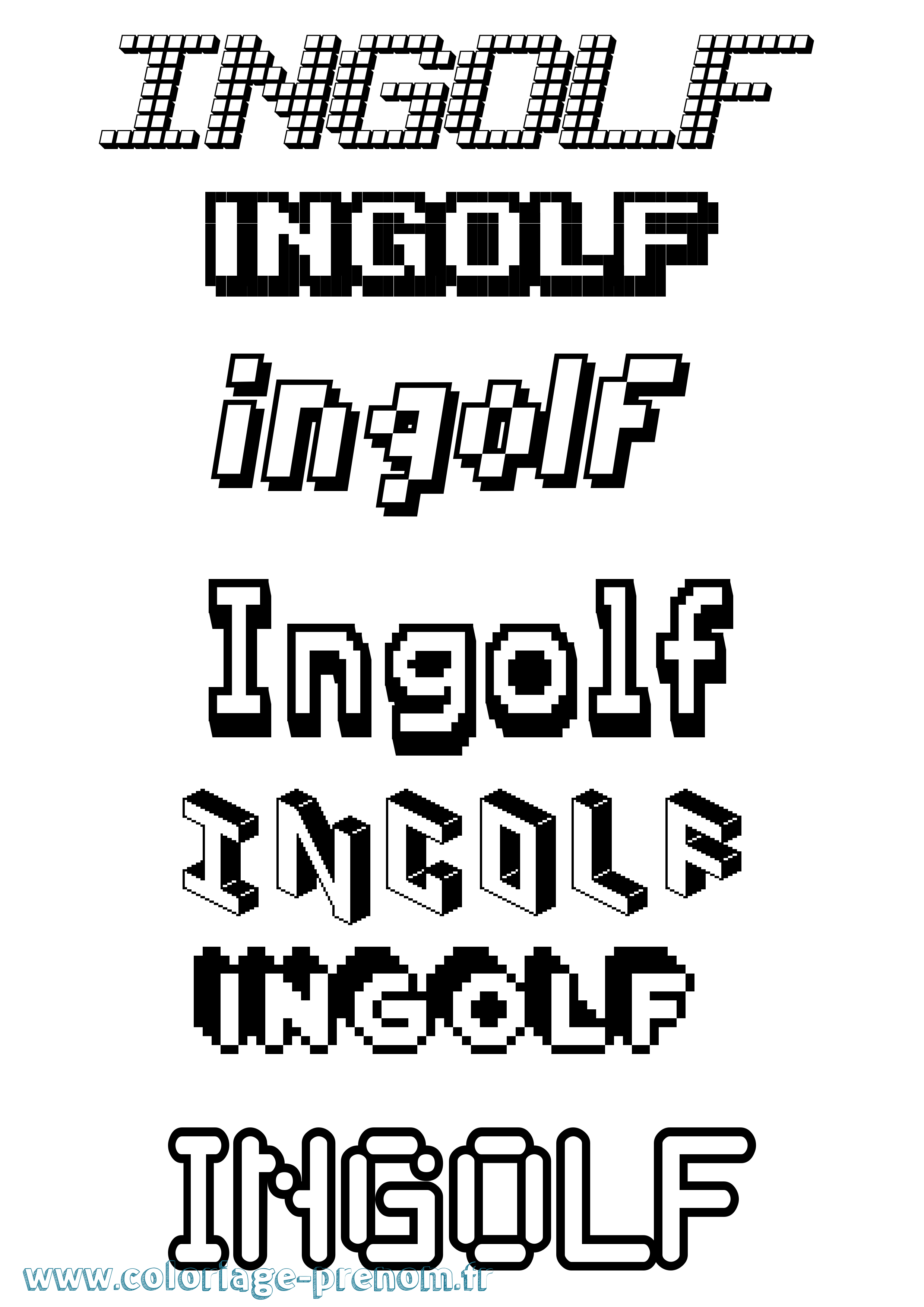 Coloriage Ingolf Pixel Coloriage prénom Ingolf Pixel