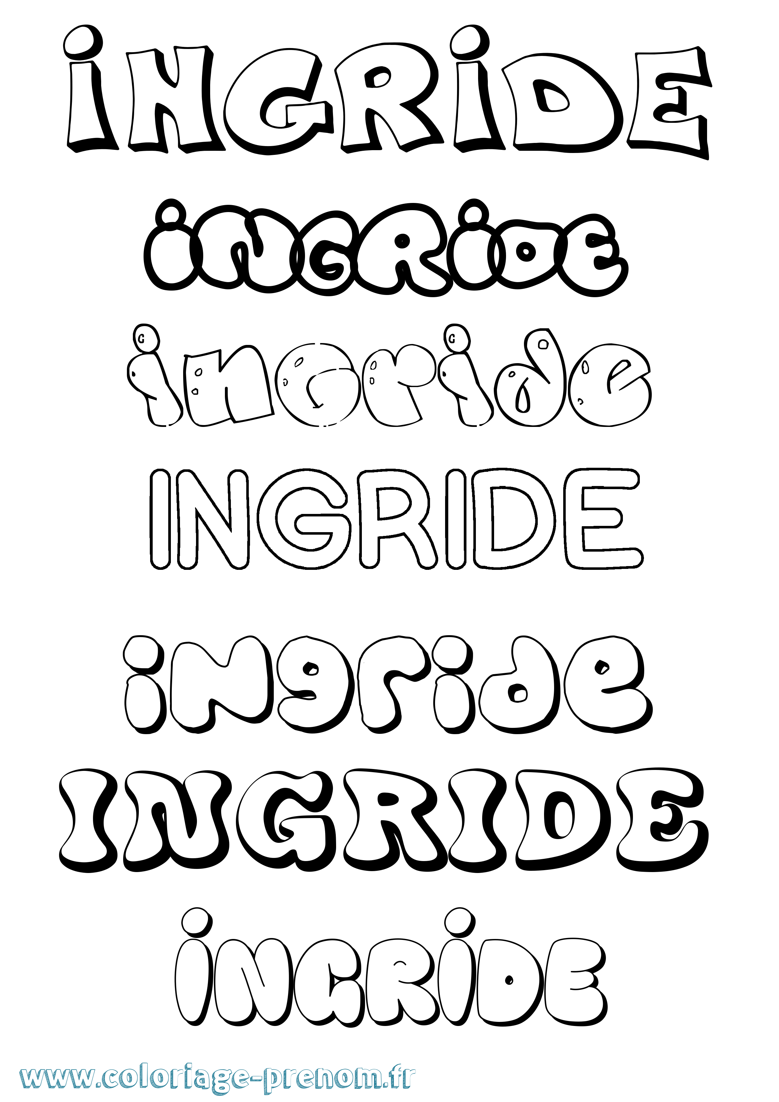 Coloriage Ingride Bubble Coloriage prénom Ingride Bubble