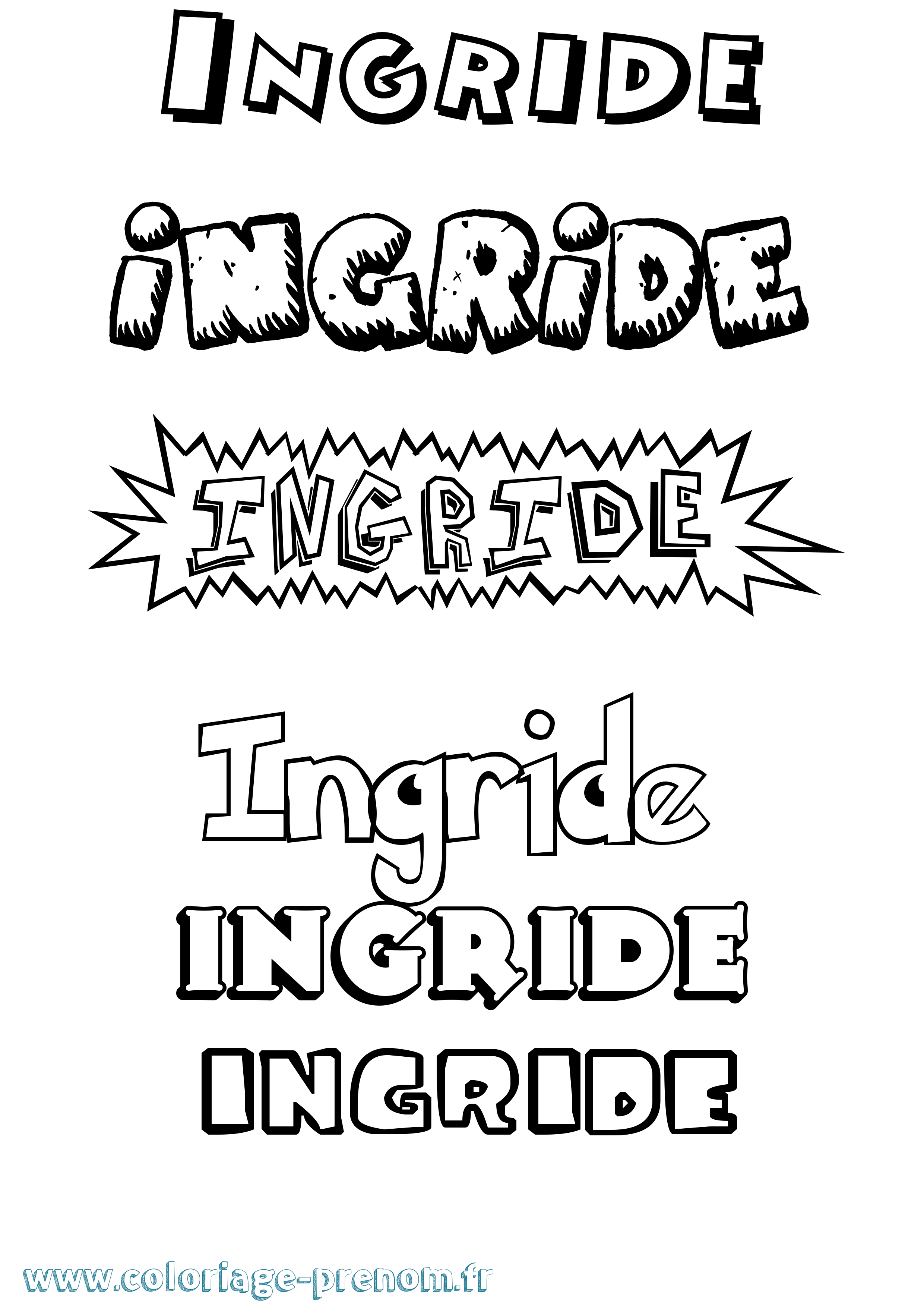 Coloriage Ingride Dessin Animé Coloriage prénom Ingride Dessin Animé