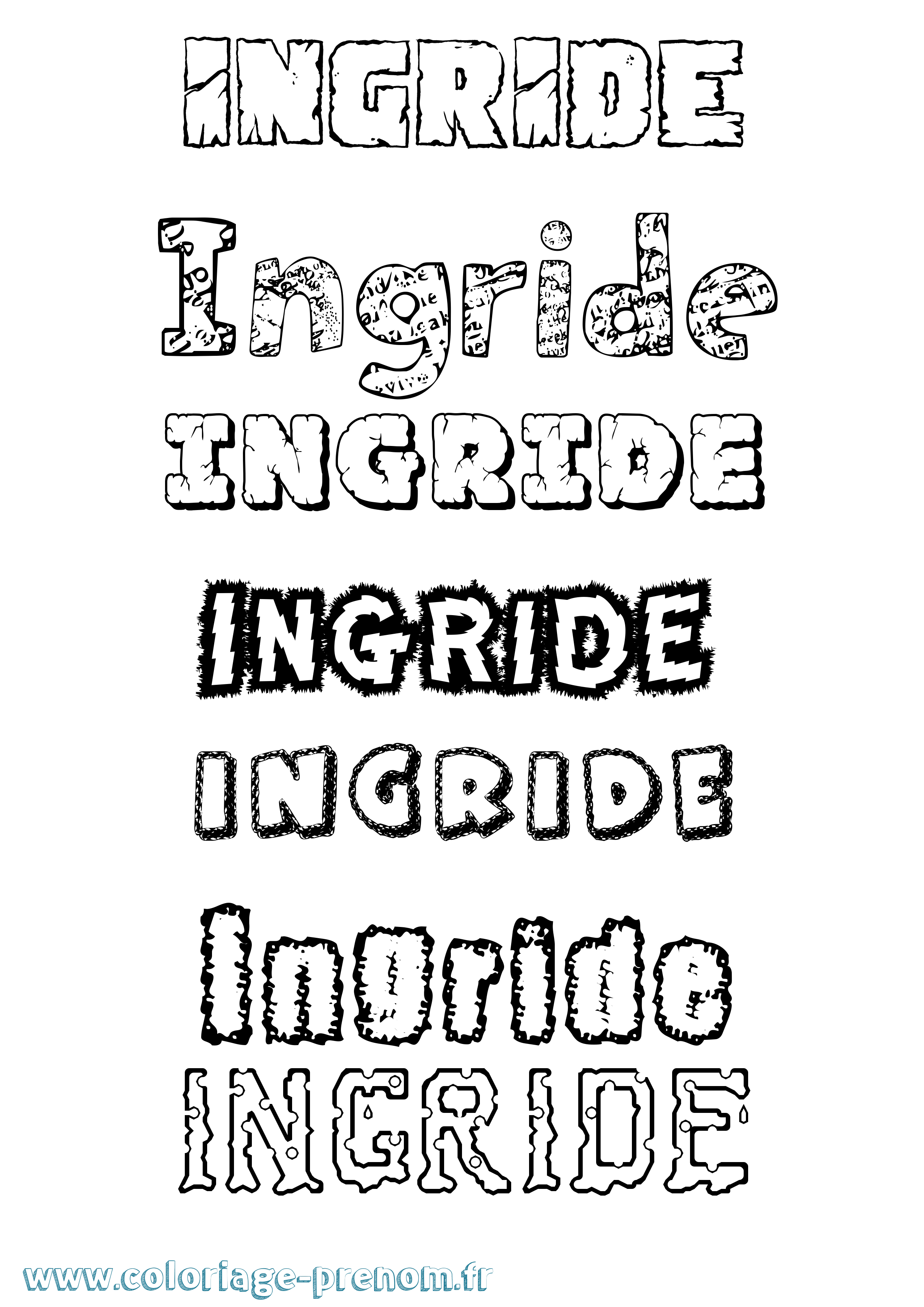 Coloriage Ingride Destructuré Coloriage prénom Ingride Destructuré