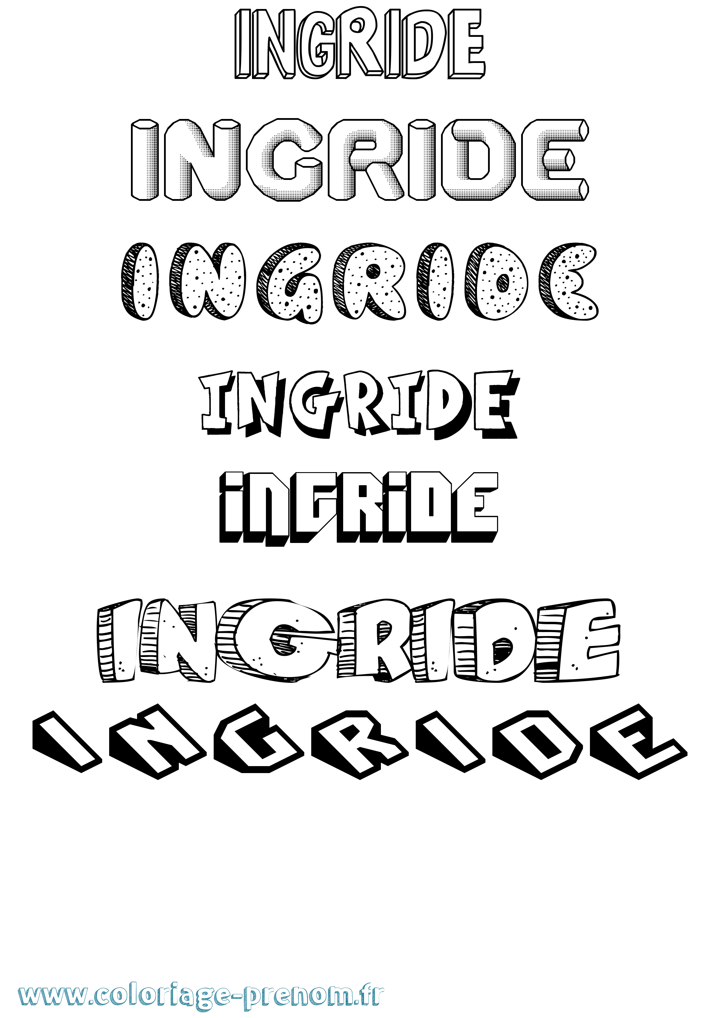 Coloriage Ingride Effet 3D Coloriage prénom Ingride Effet 3D