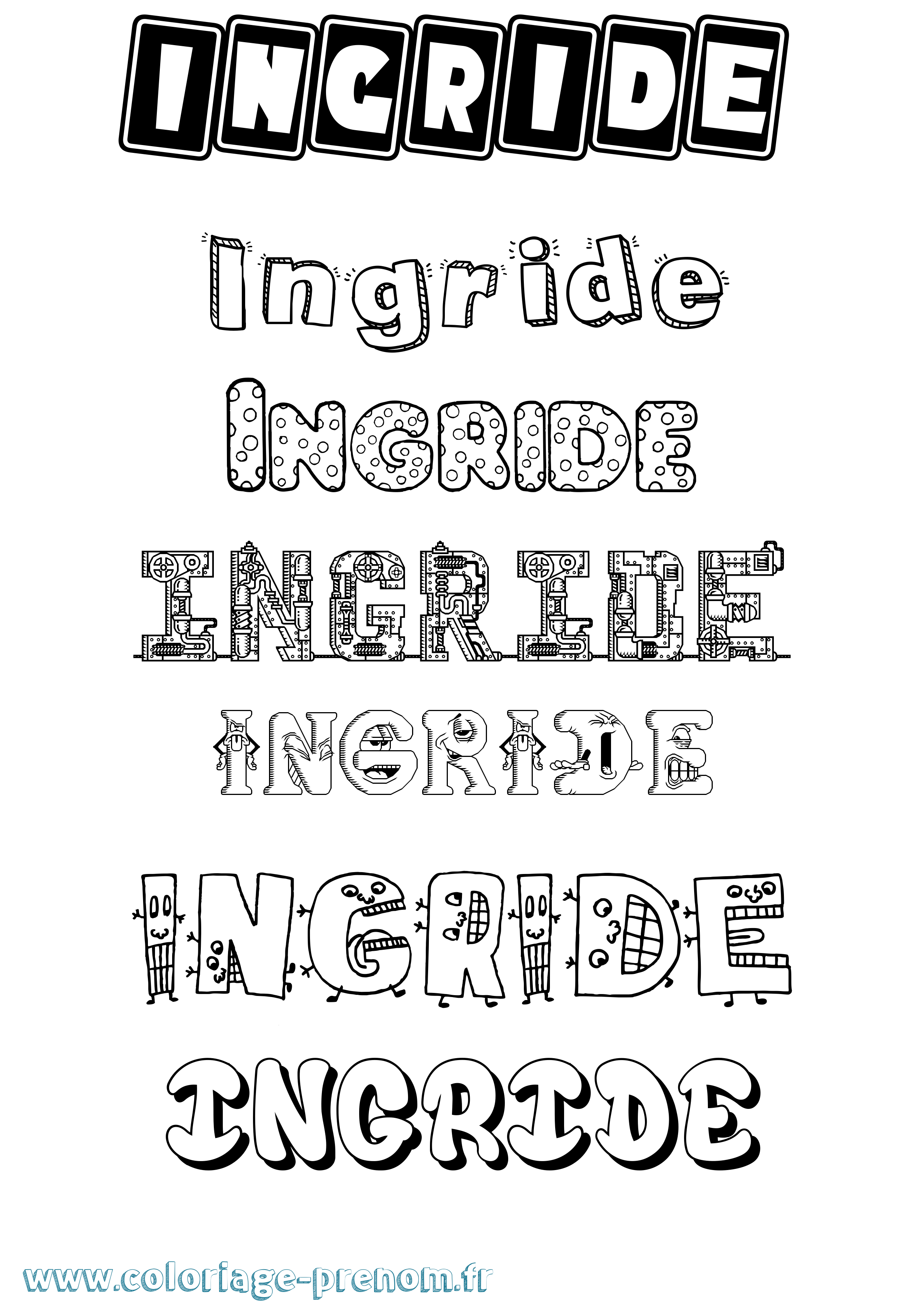Coloriage Ingride Fun Coloriage prénom Ingride Fun