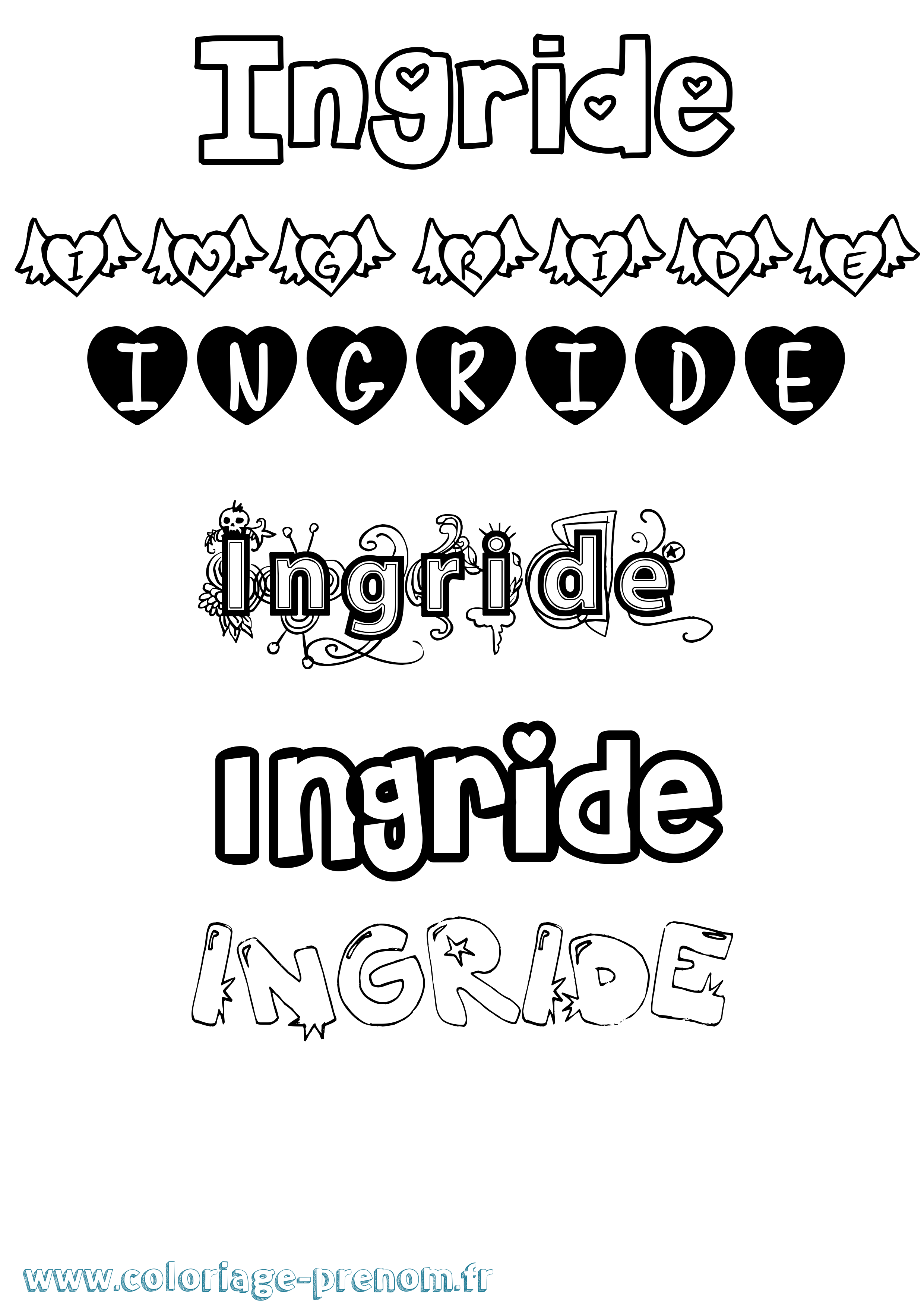 Coloriage Ingride Girly Coloriage prénom Ingride Girly