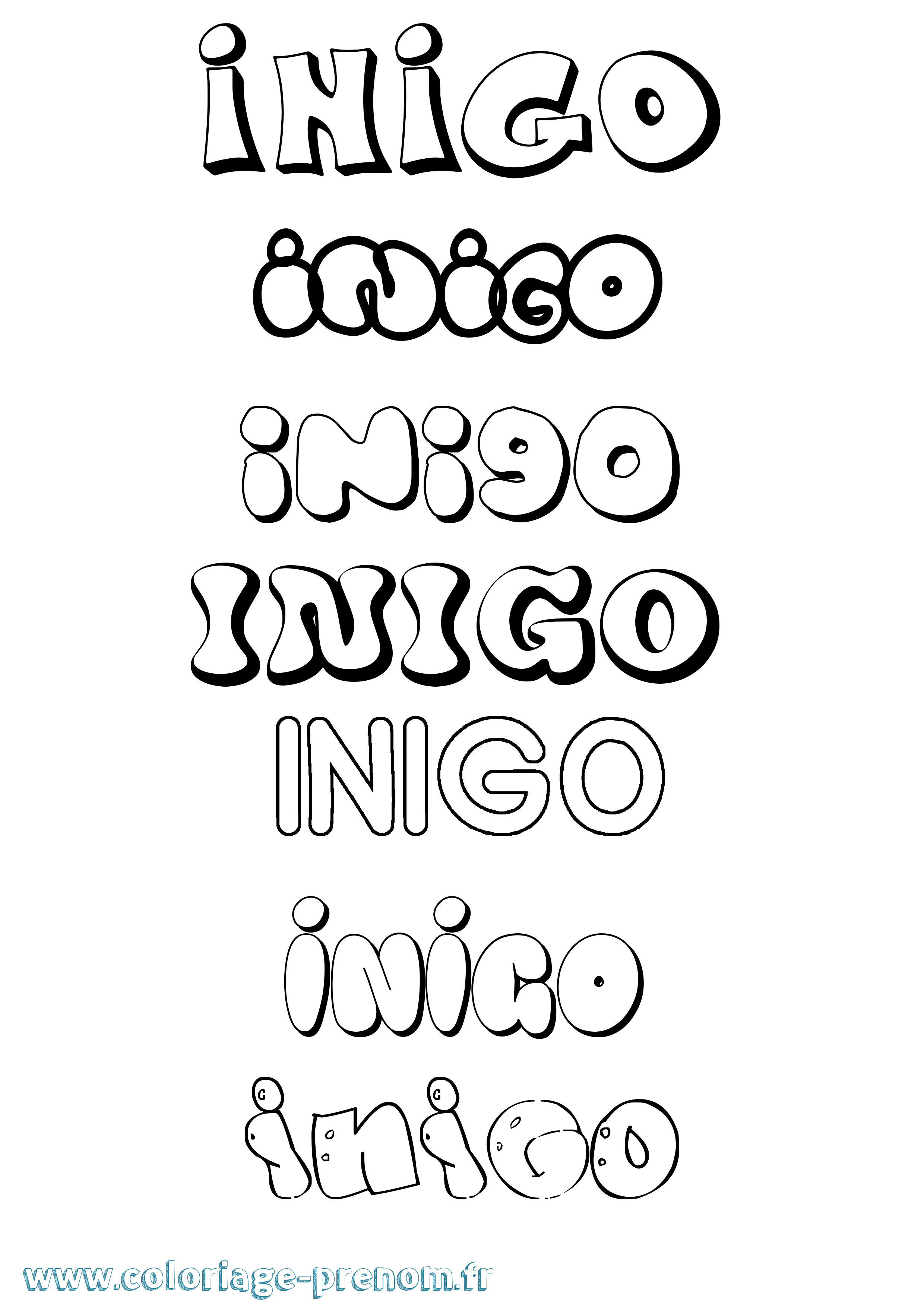 Coloriage Inigo Bubble Coloriage prénom Inigo Bubble