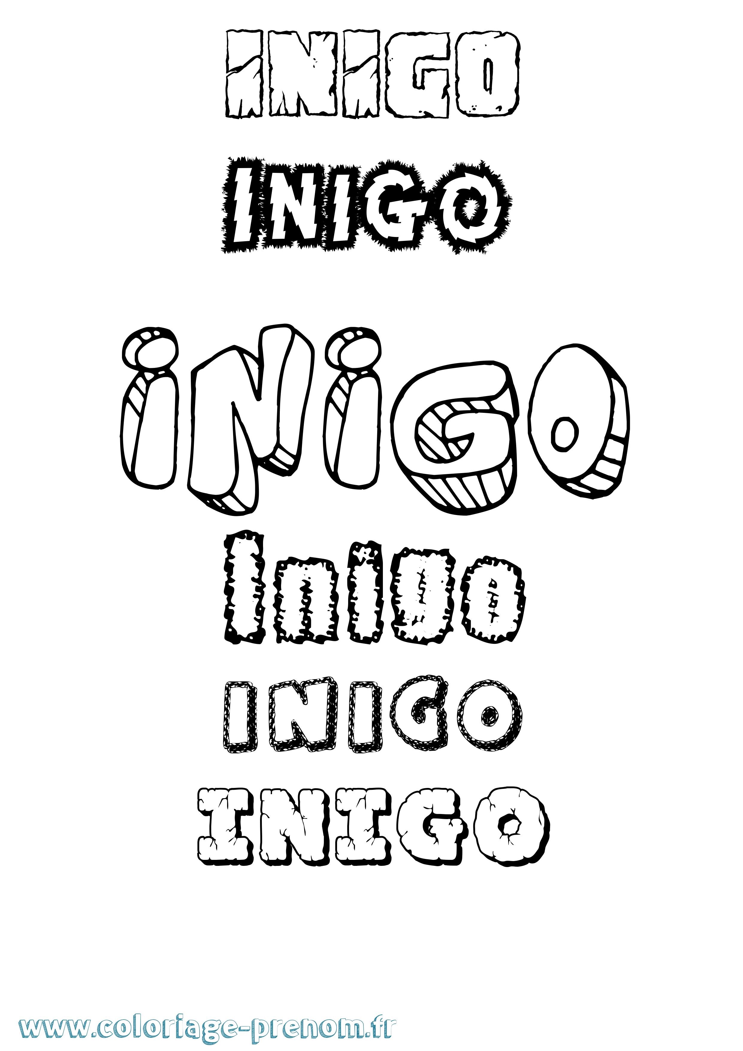 Coloriage Inigo Destructuré Coloriage prénom Inigo Destructuré