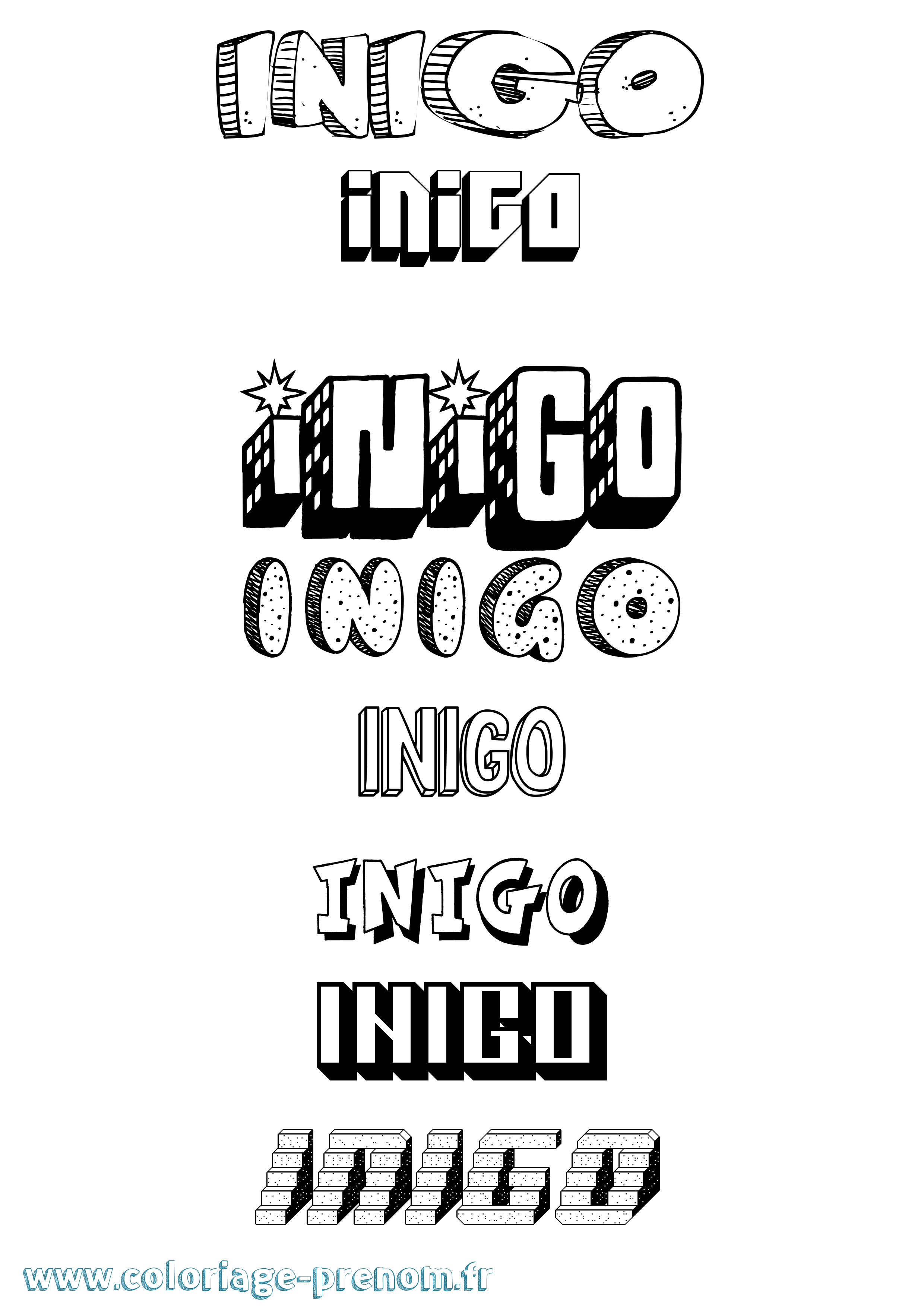 Coloriage Inigo Effet 3D Coloriage prénom Inigo Effet 3D