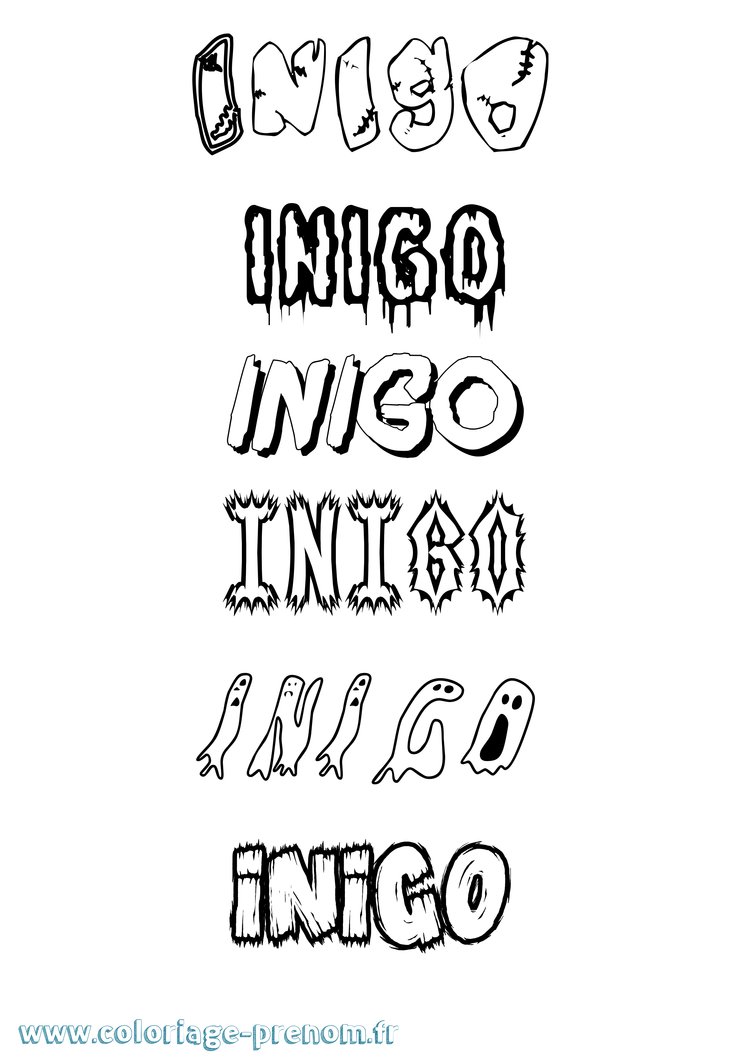 Coloriage Inigo Frisson Coloriage prénom Inigo Frisson