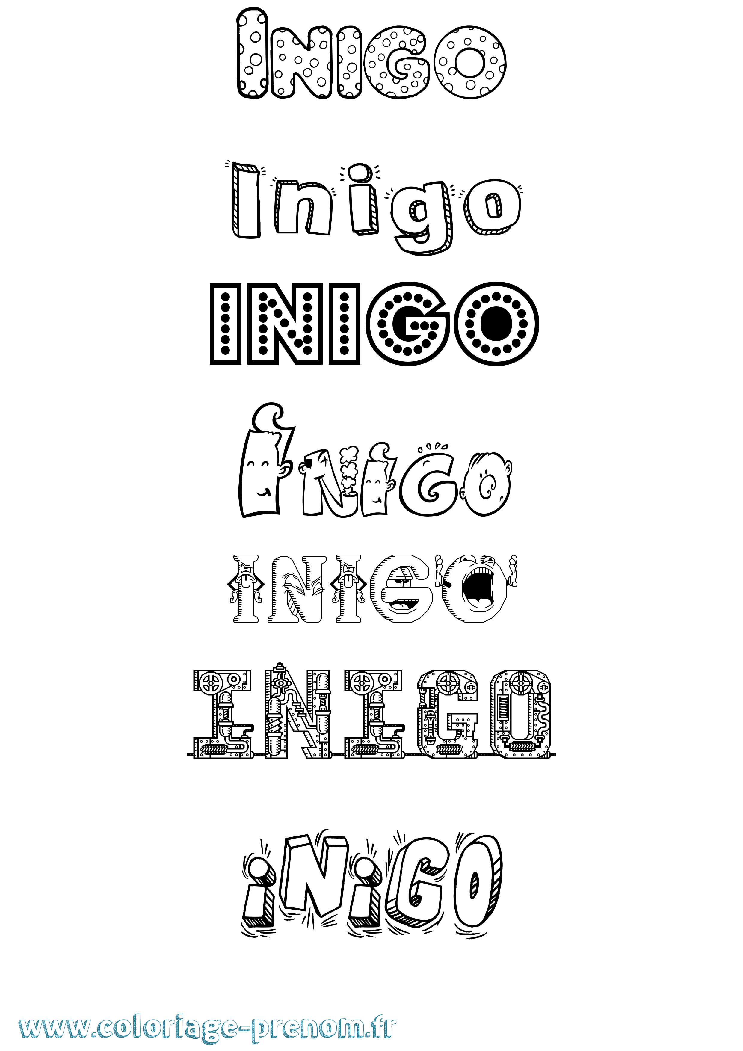 Coloriage Inigo Fun Coloriage prénom Inigo Fun