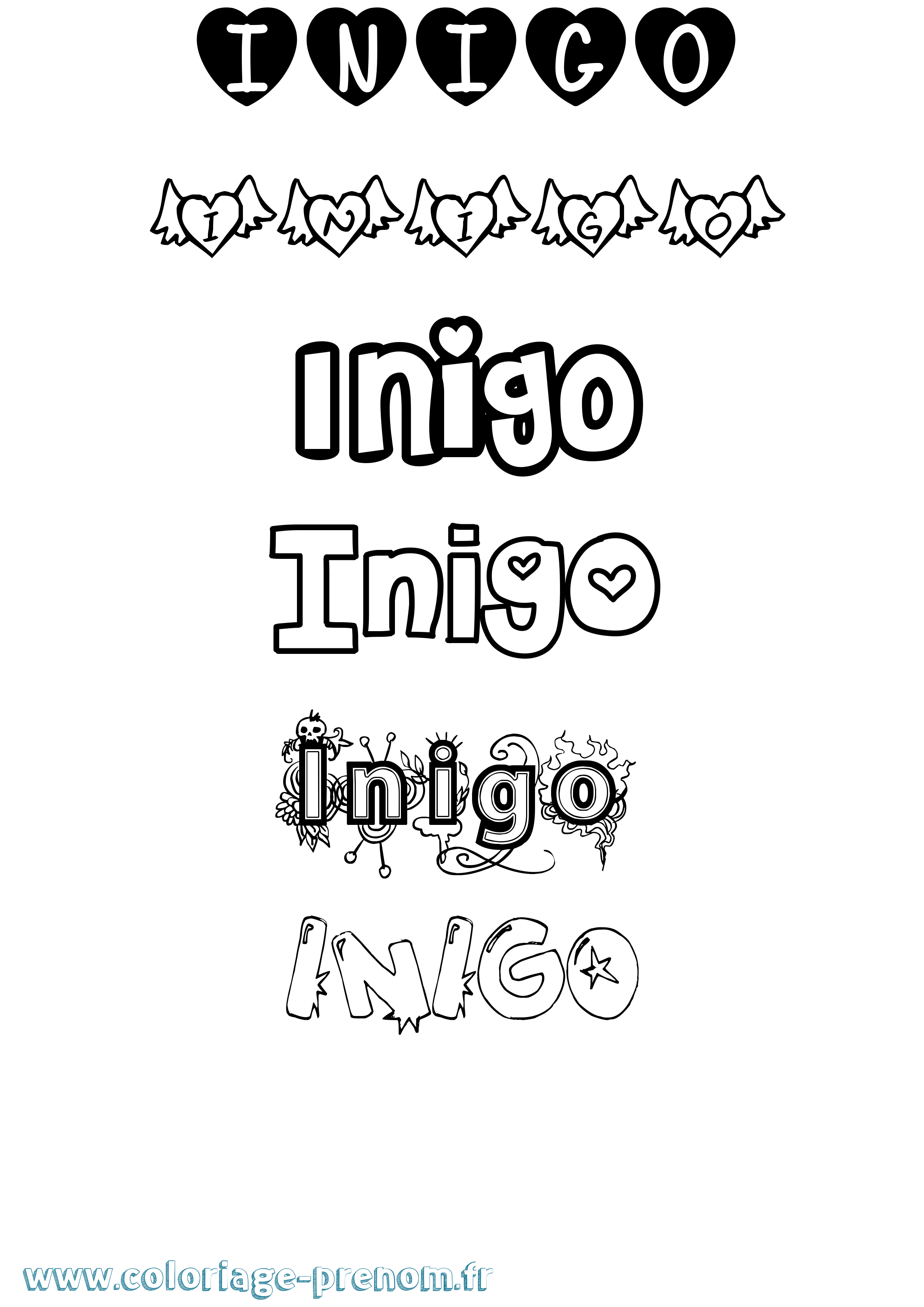 Coloriage Inigo Girly Coloriage prénom Inigo Girly