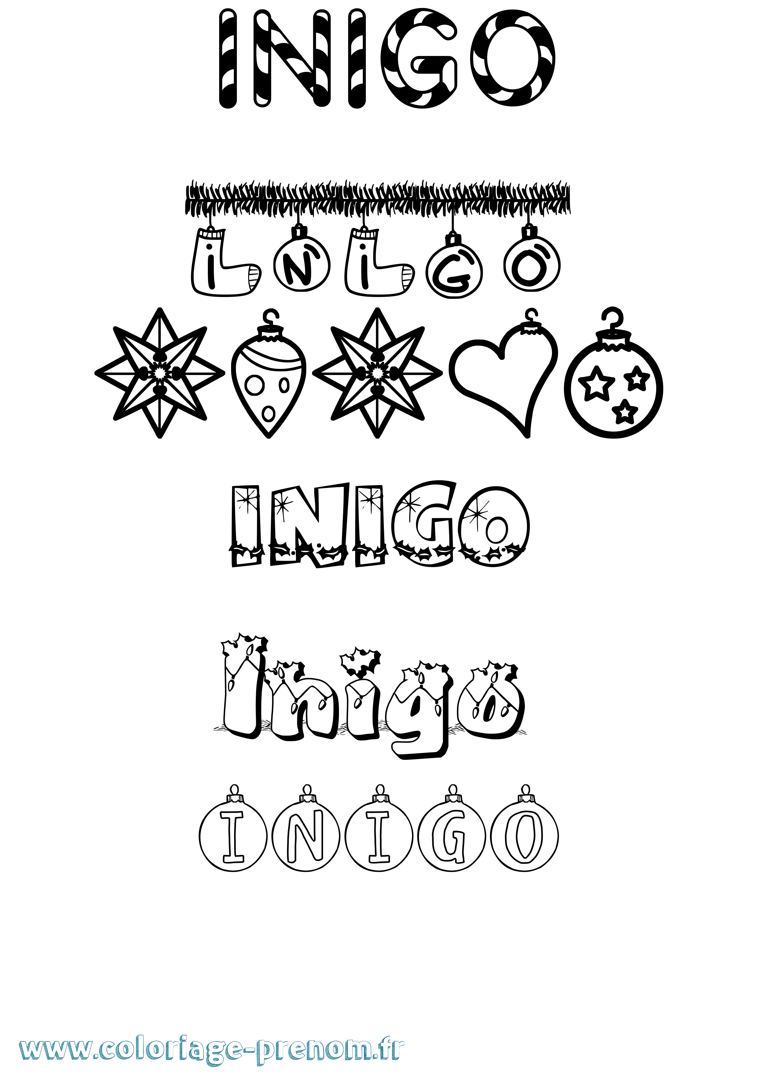 Coloriage Inigo Noël Coloriage prénom Inigo Noël