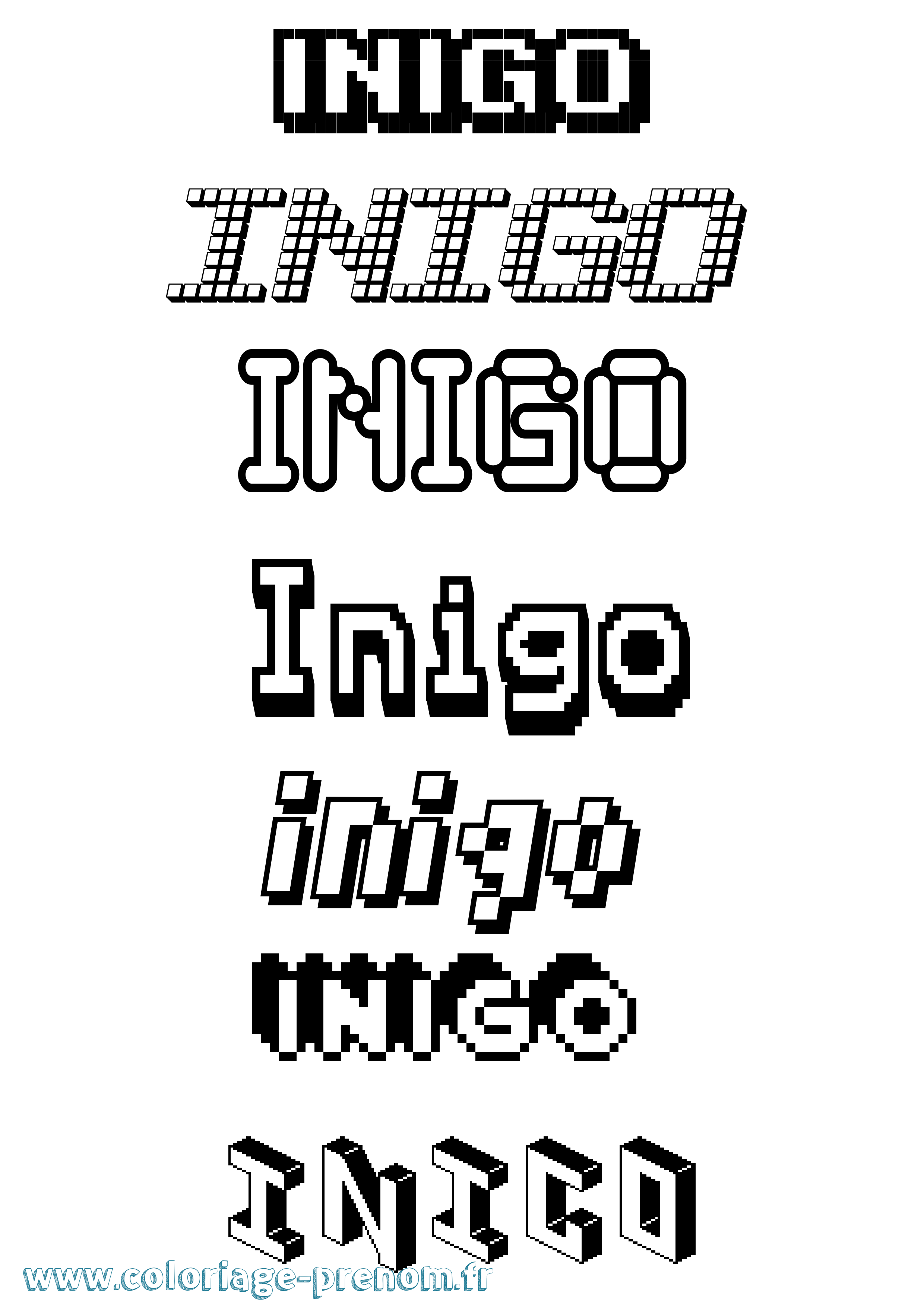 Coloriage Inigo Pixel Coloriage prénom Inigo Pixel