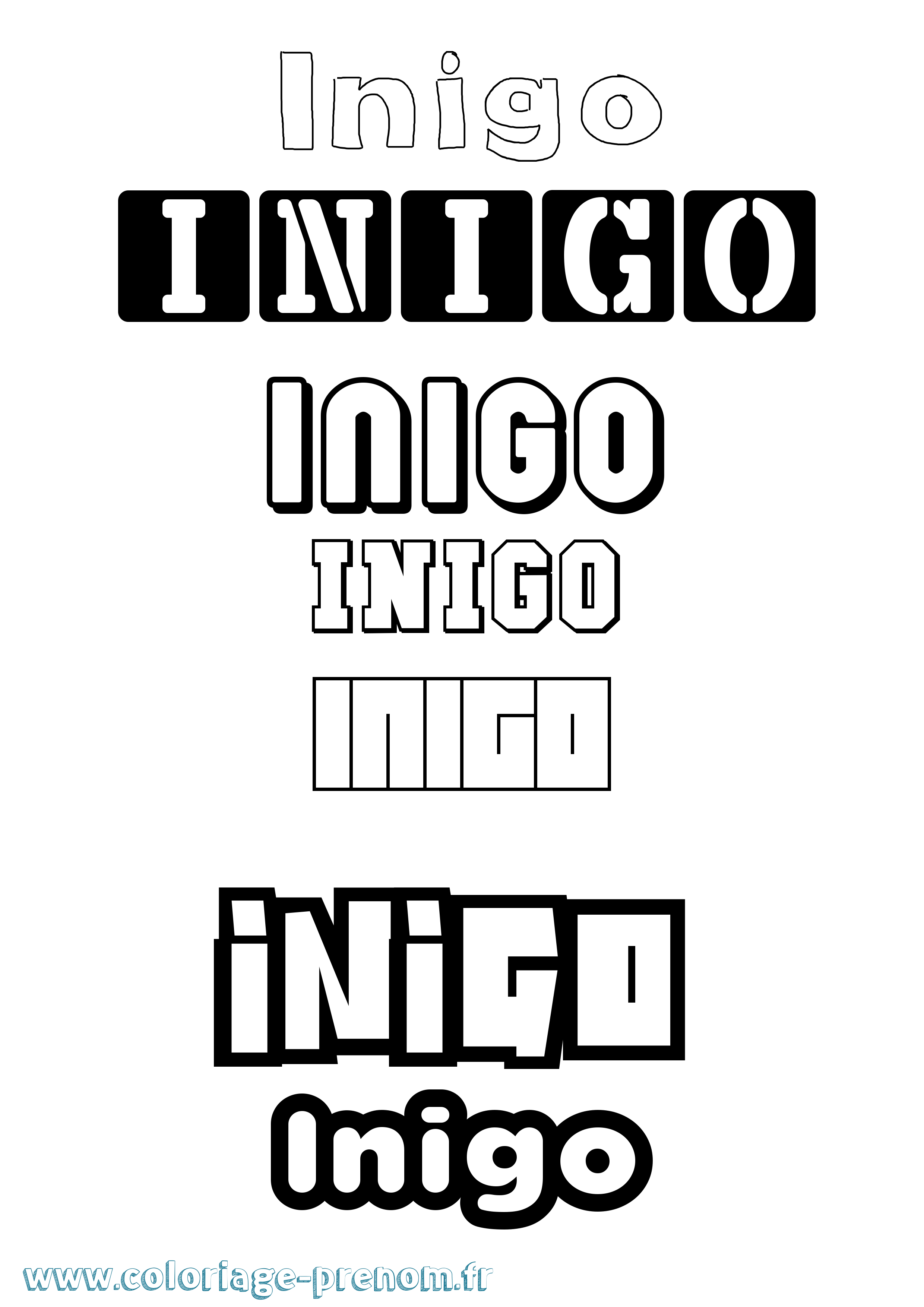 Coloriage Inigo Simple Coloriage prénom Inigo Simple