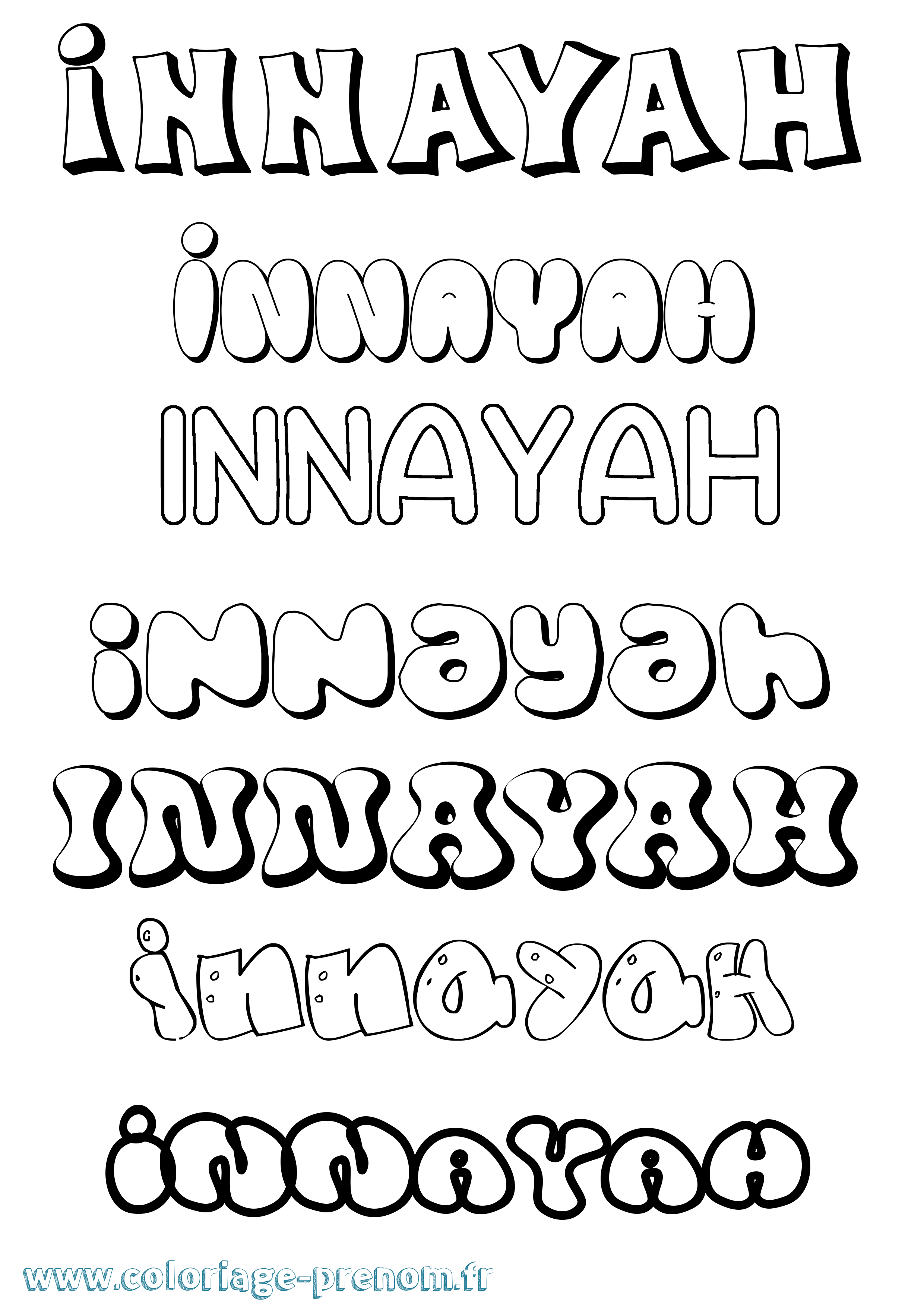 Coloriage Innayah Bubble Coloriage prénom Innayah Bubble