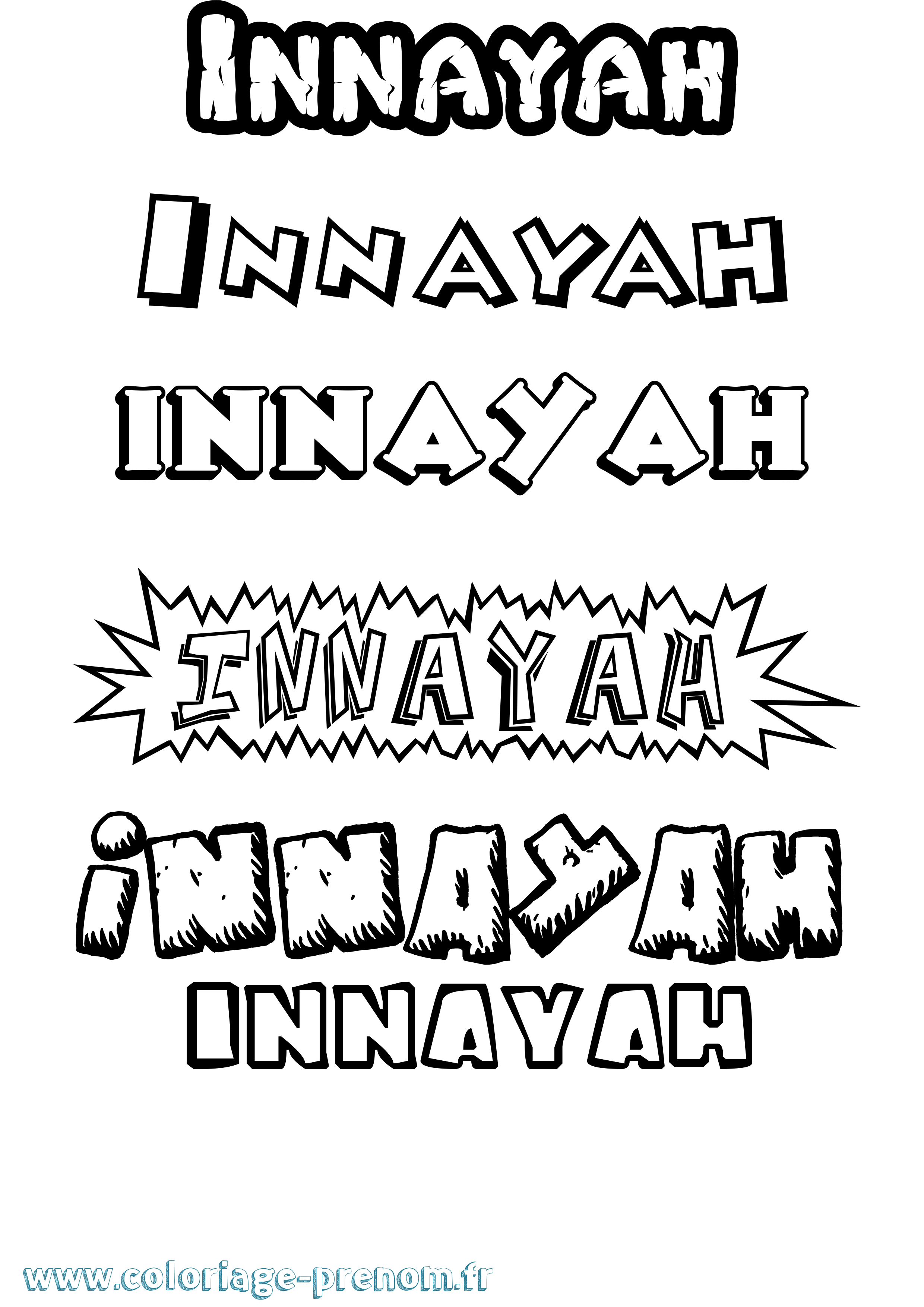 Coloriage Innayah Dessin Animé Coloriage prénom Innayah Dessin Animé