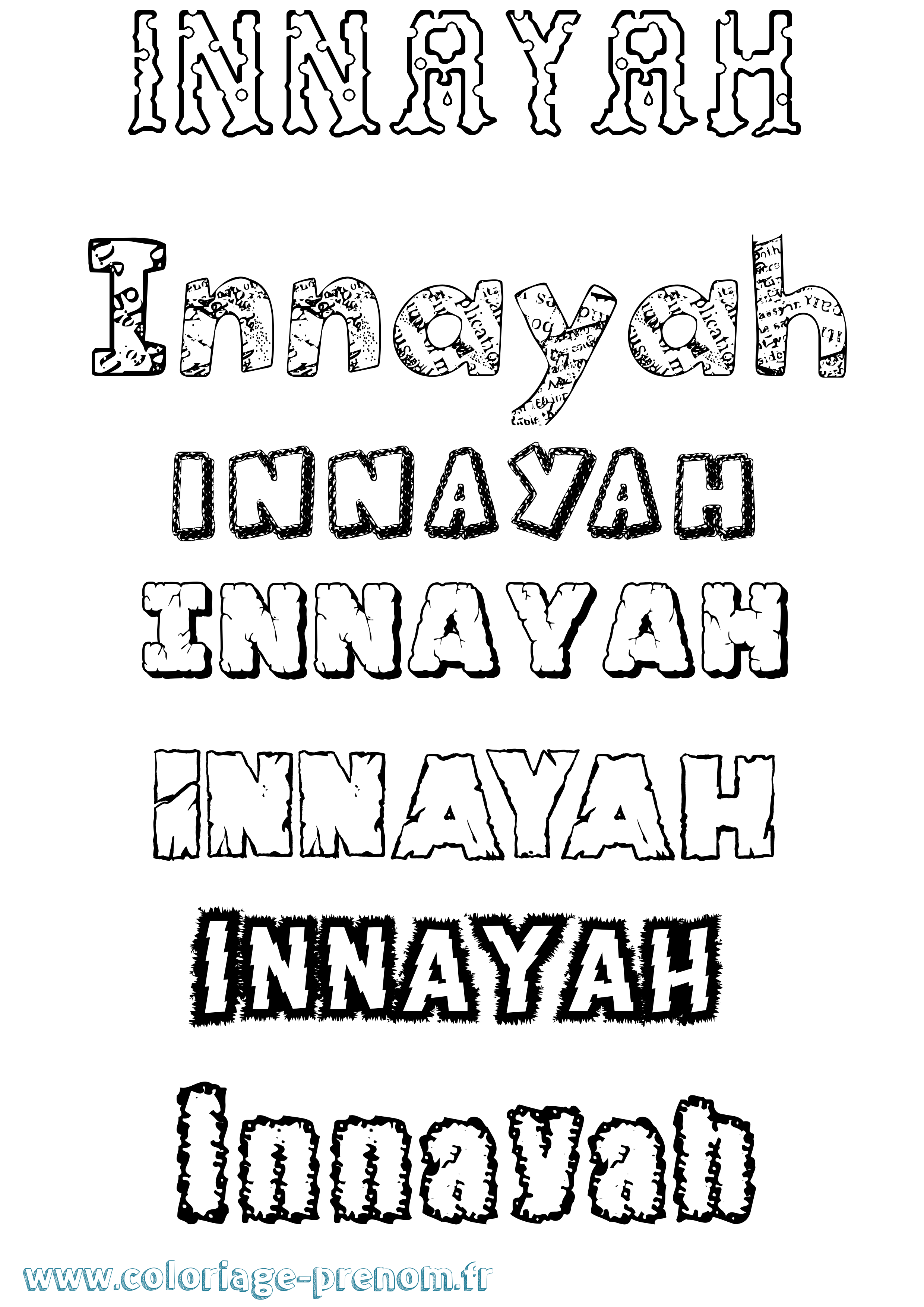 Coloriage Innayah Destructuré Coloriage prénom Innayah Destructuré
