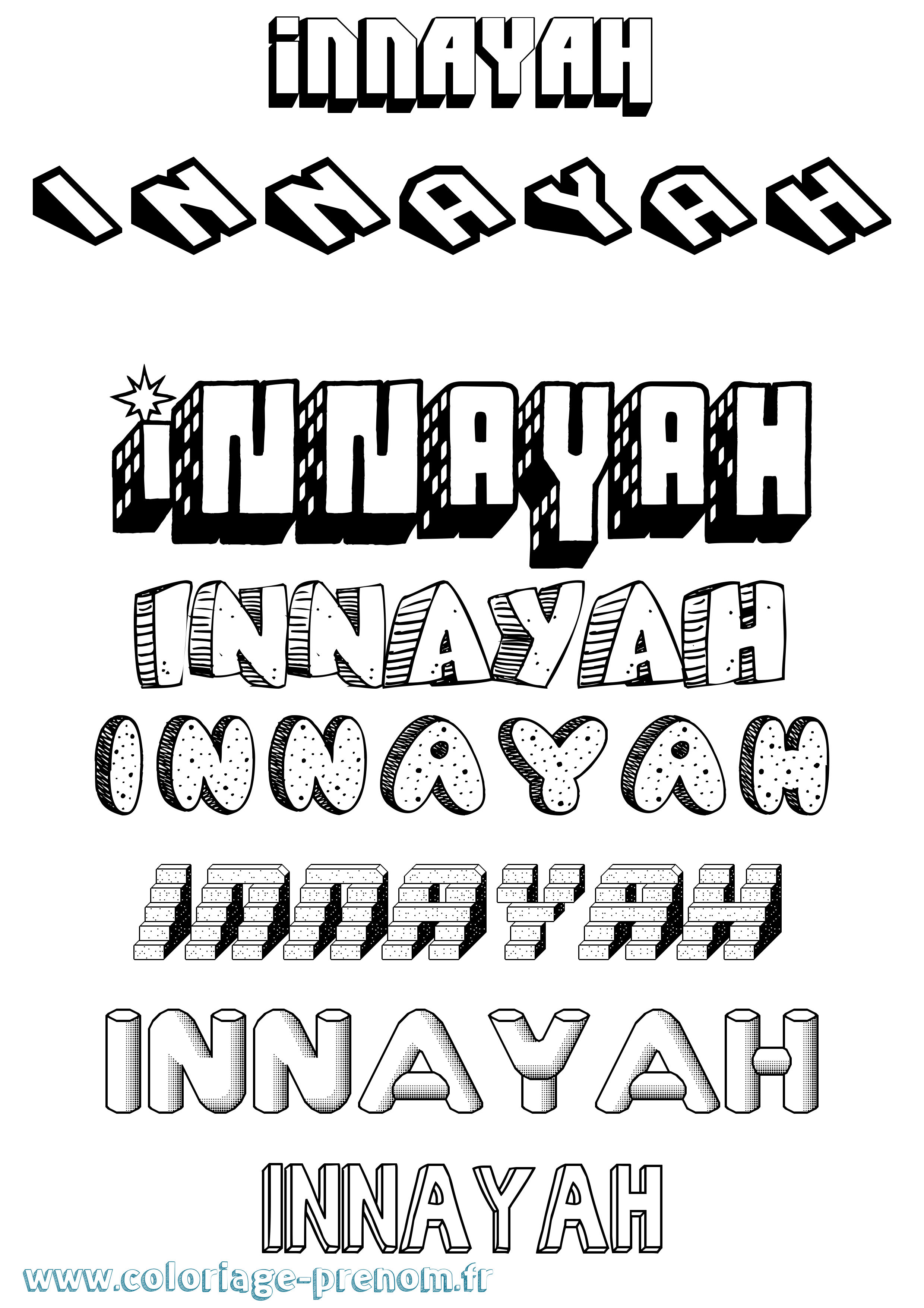 Coloriage Innayah Effet 3D Coloriage prénom Innayah Effet 3D